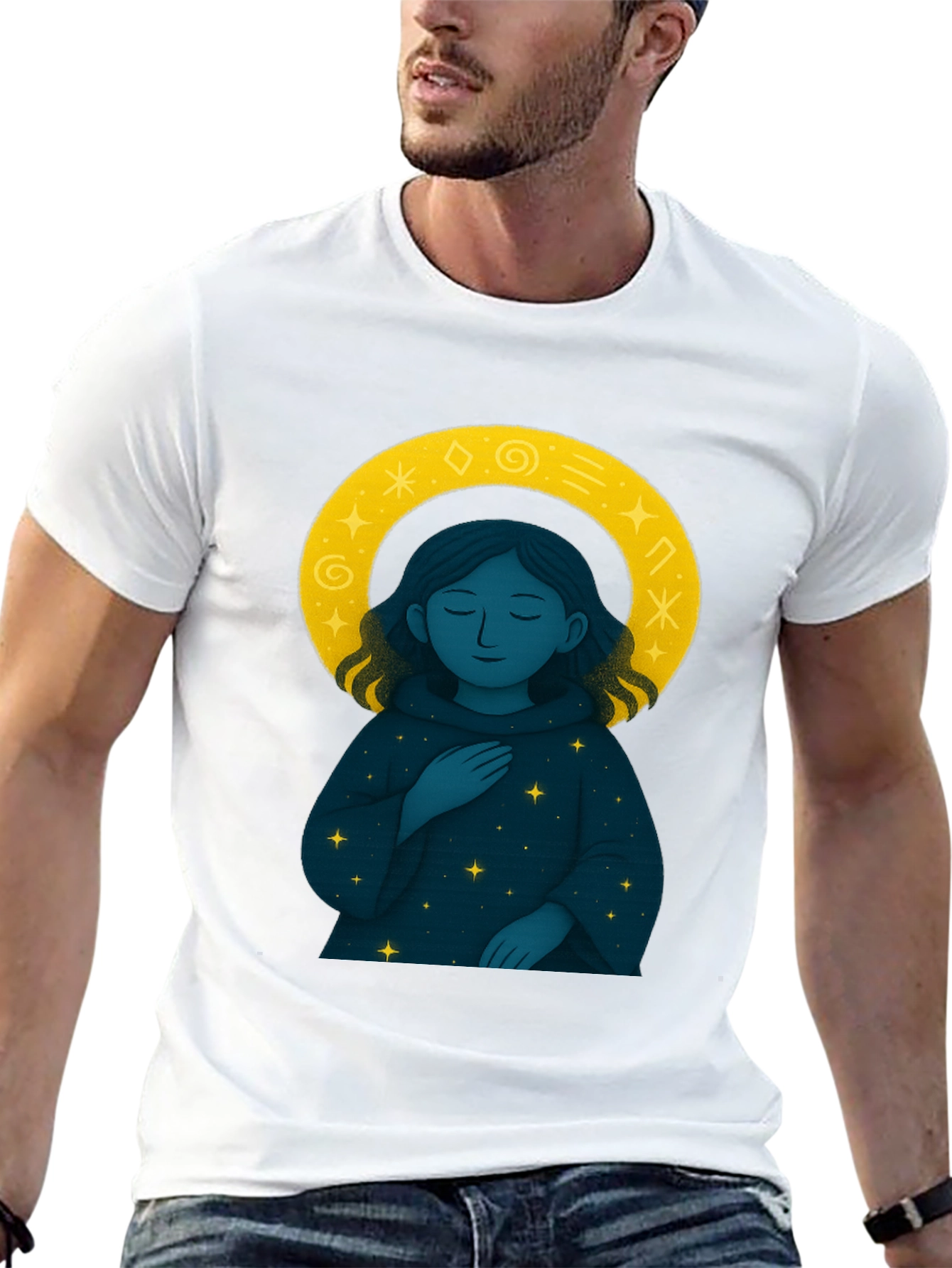 Black Celestial Starry Night Graphic Tee - Unisex Black T-Shirt view 13