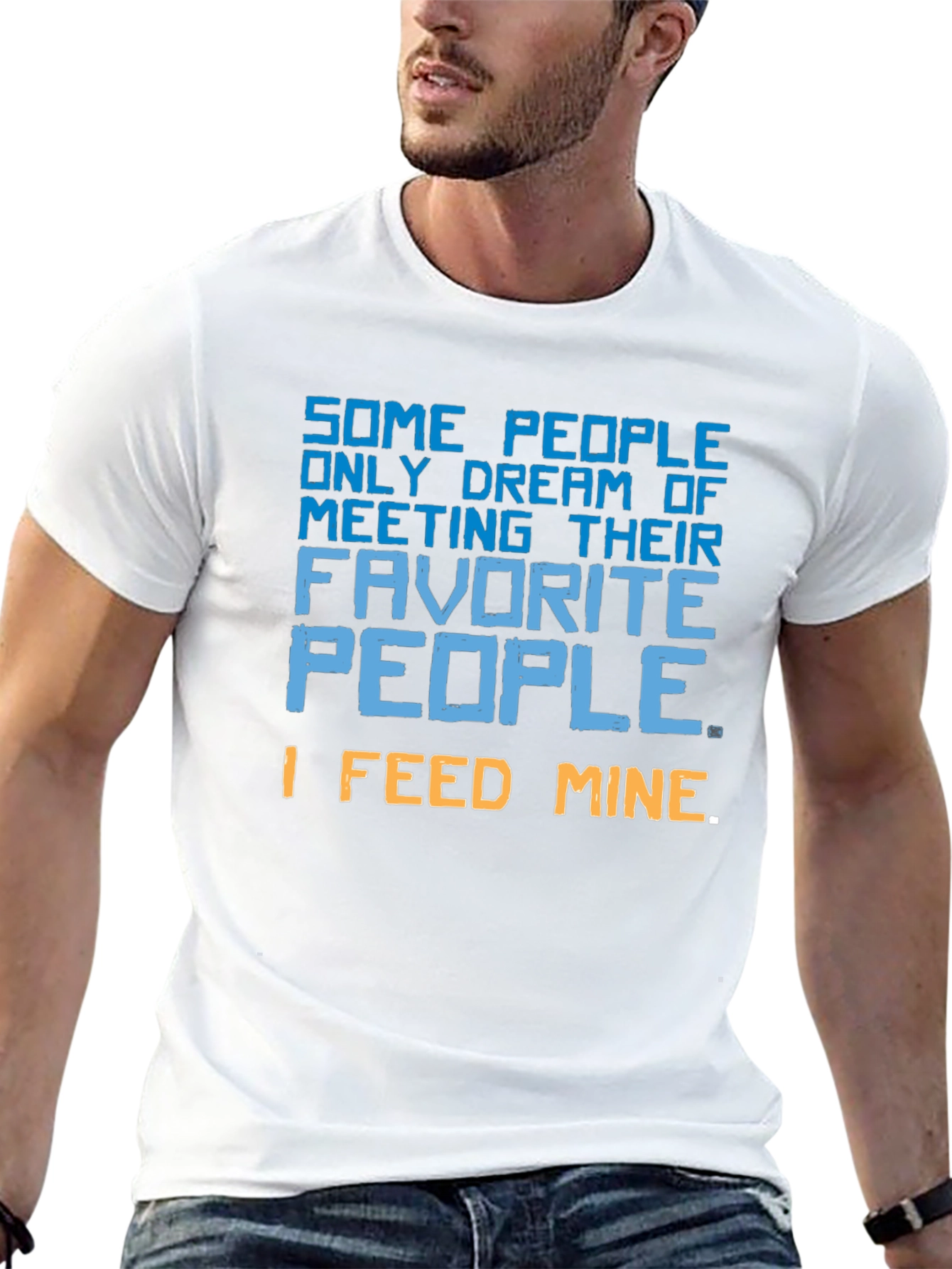 Black Humorous 'I Feed Mine' Graphic Print Black T-Shirt view 13
