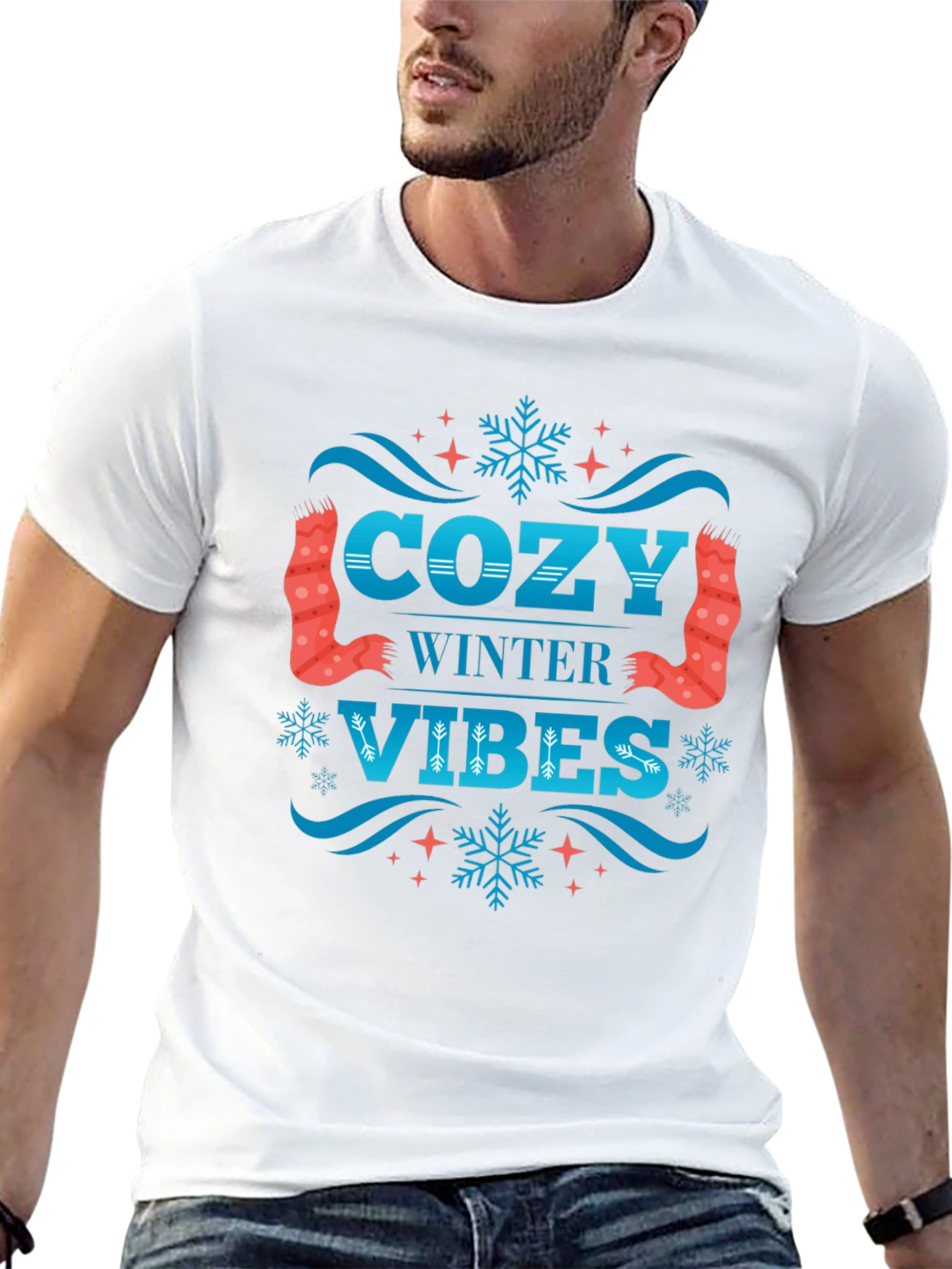Black Cozy Winter Vibes Graphic T-Shirt view 13