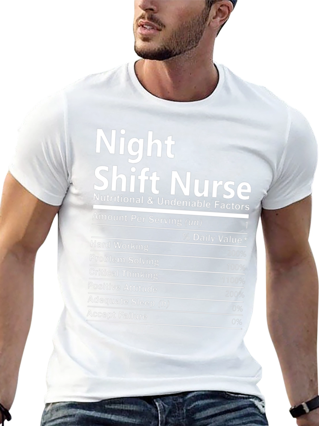 Black Night Shift Nurse Nutrition Facts T-Shirt view 13