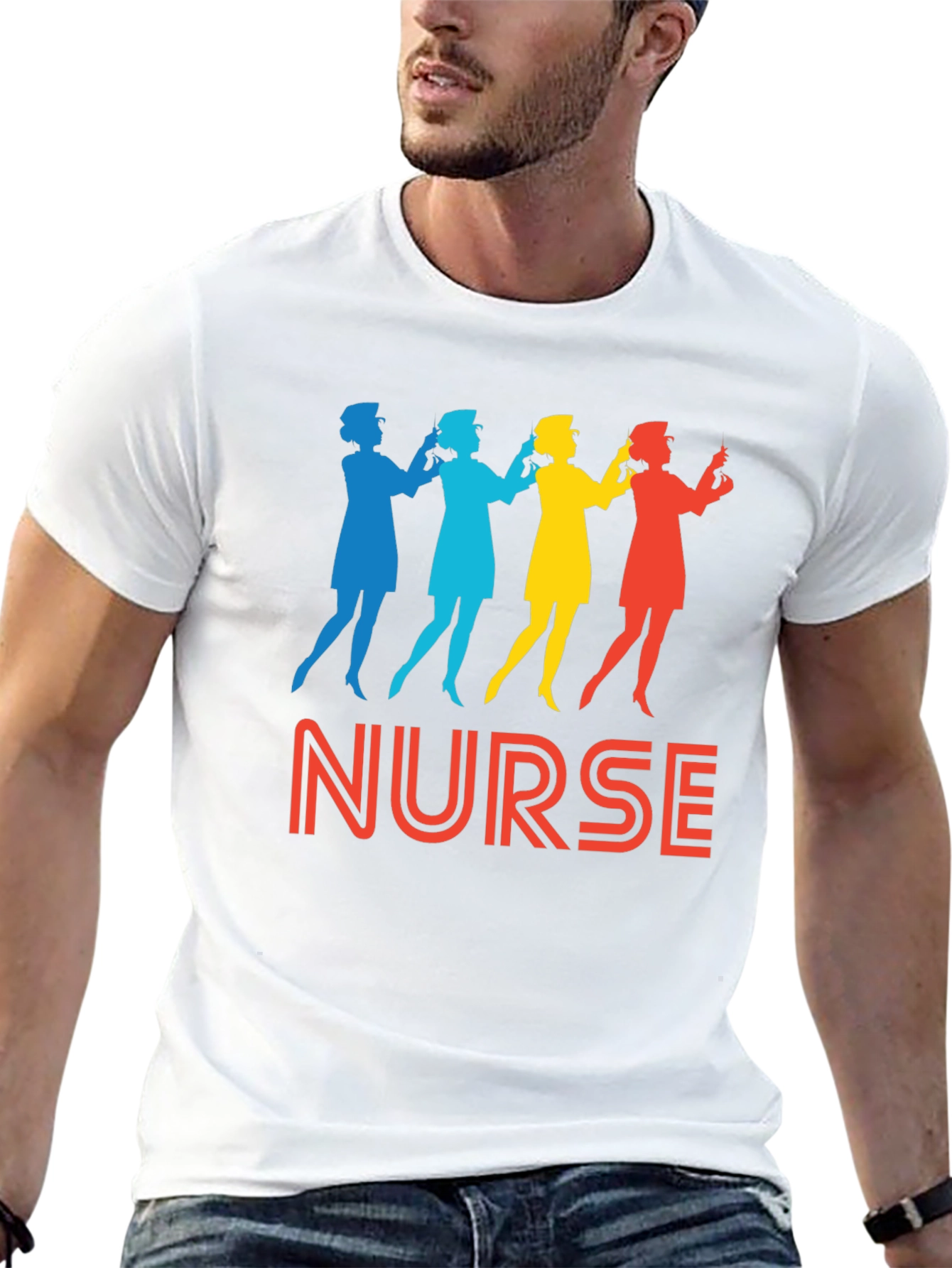 Black Nurse Silhouette Graphic Tee - Retro Style view 13
