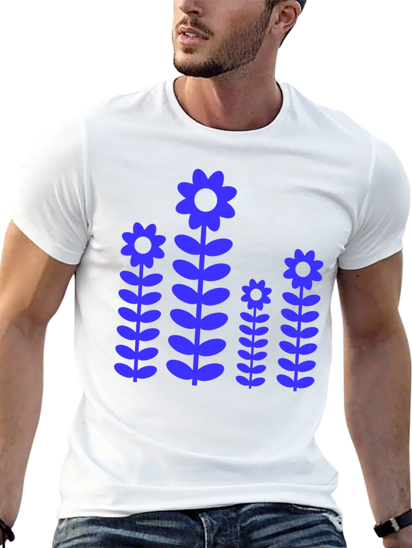 Black Blue Flower Power Graphic T-Shirt view 13