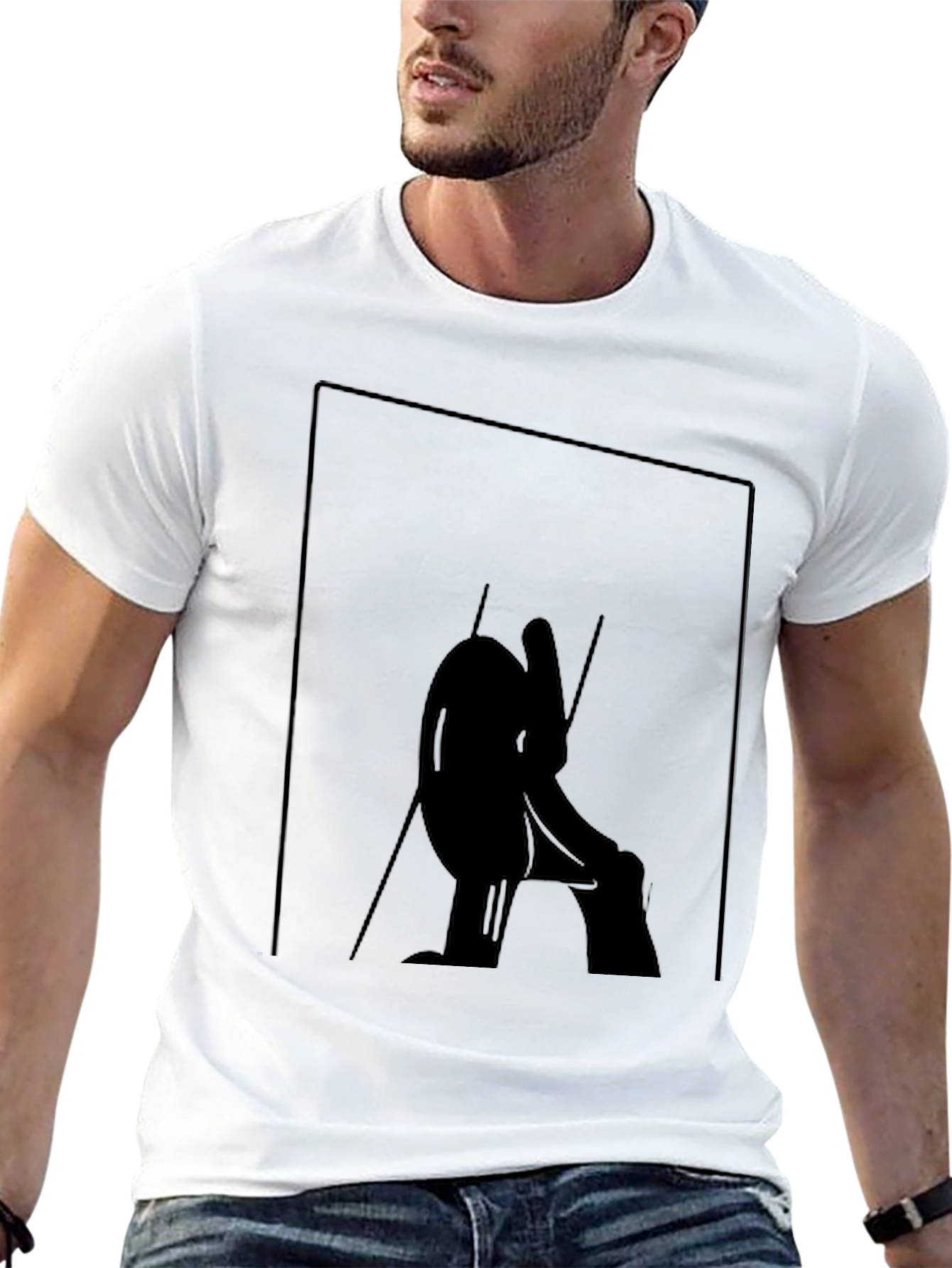 Black Abstract Silhouette Graphic Tee - Black view 13