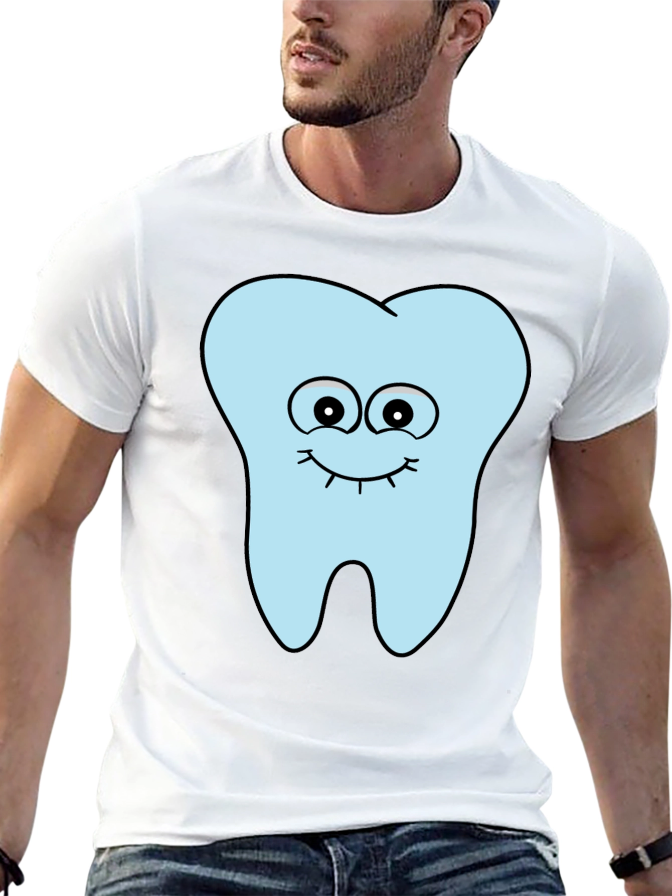 Black Cartoon Tooth T-Shirt - Dental Humor Tee view 13