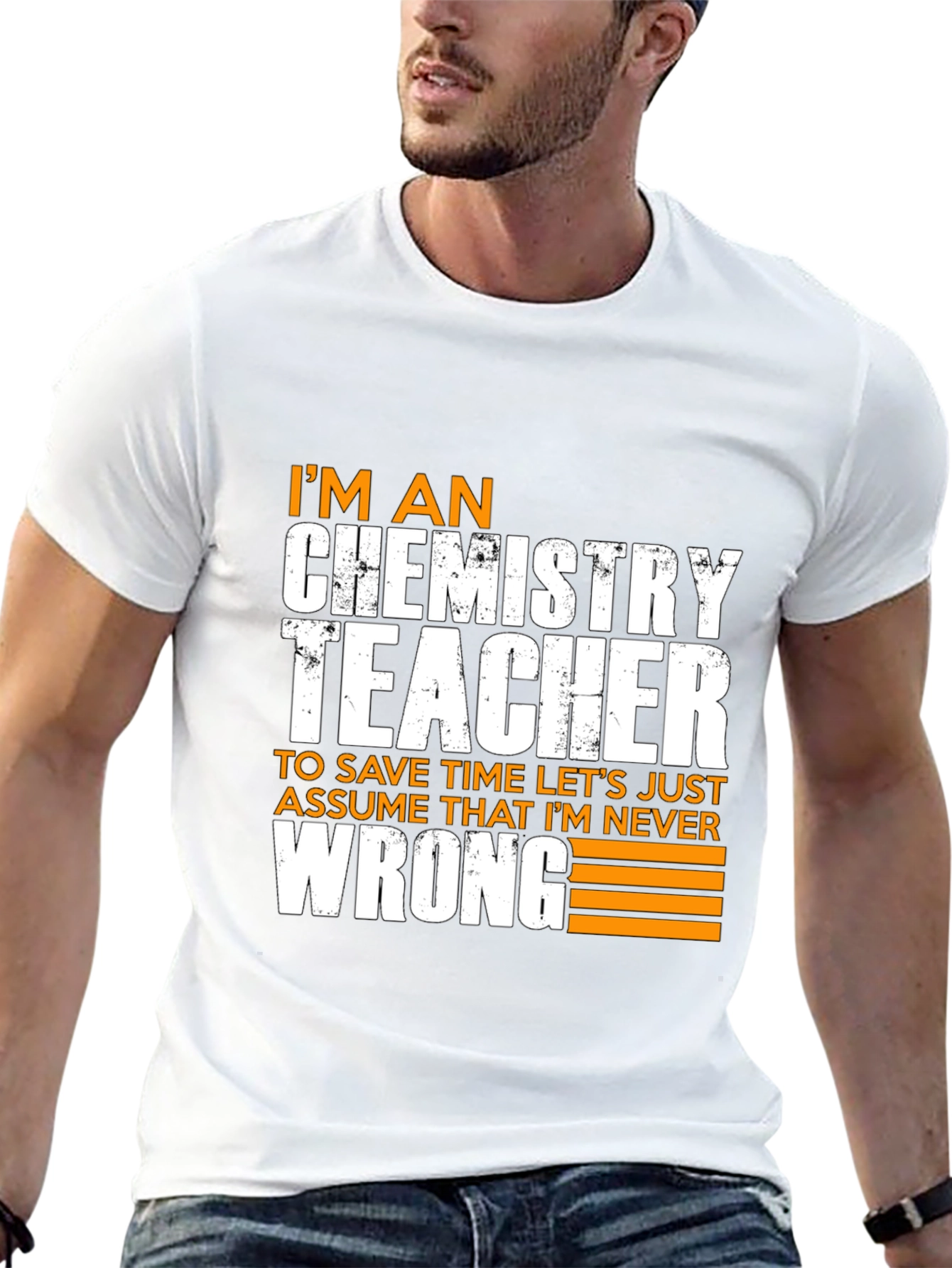 Black Chemistry Teacher Novelty T-Shirt - Assume I'm Never Wrong! view 13