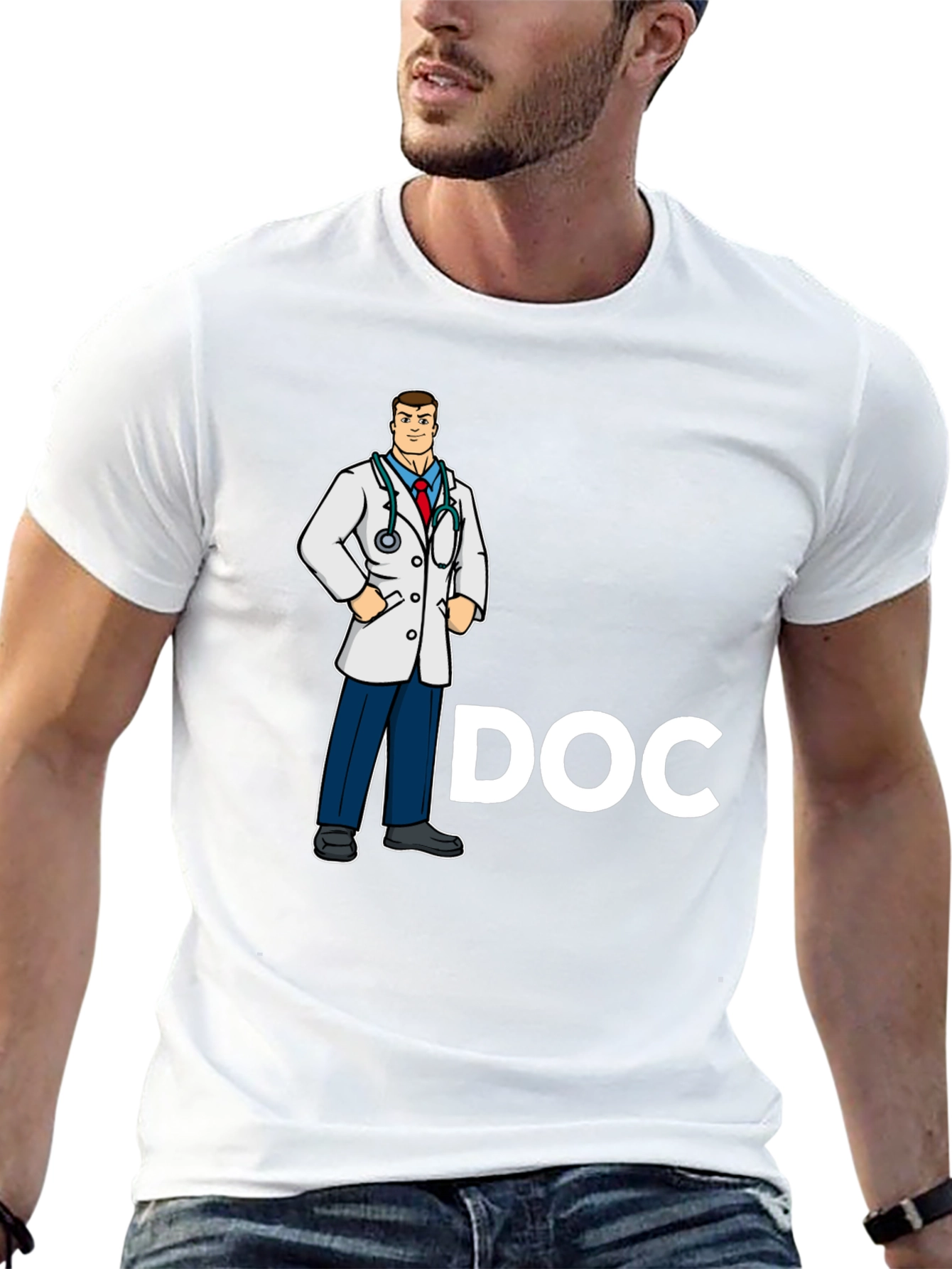 Black Doctor Cartoon Graphic Black T-Shirt view 13
