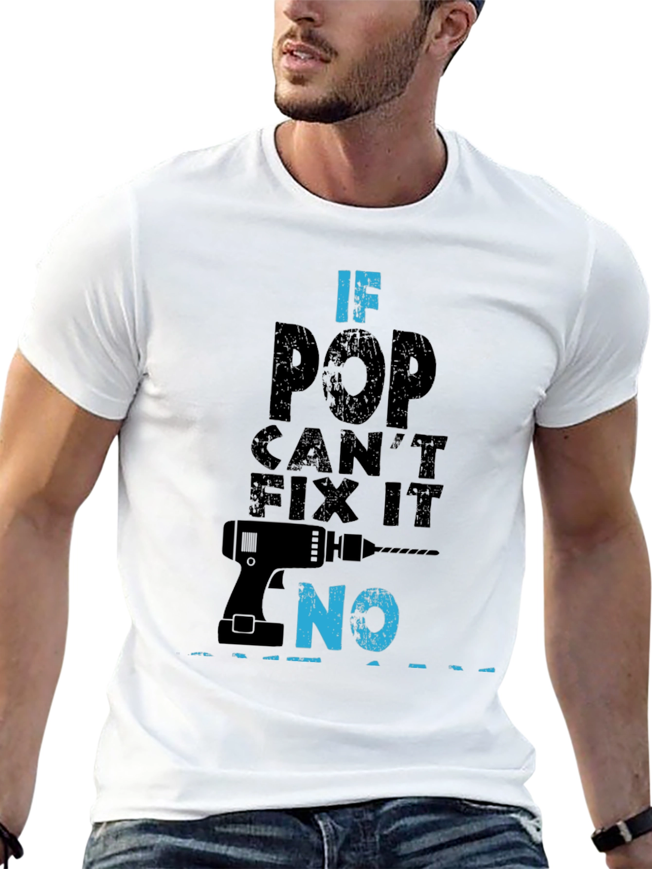 Black If Pop Can't Fix It No Funny Father's Day T-Shirt view 13