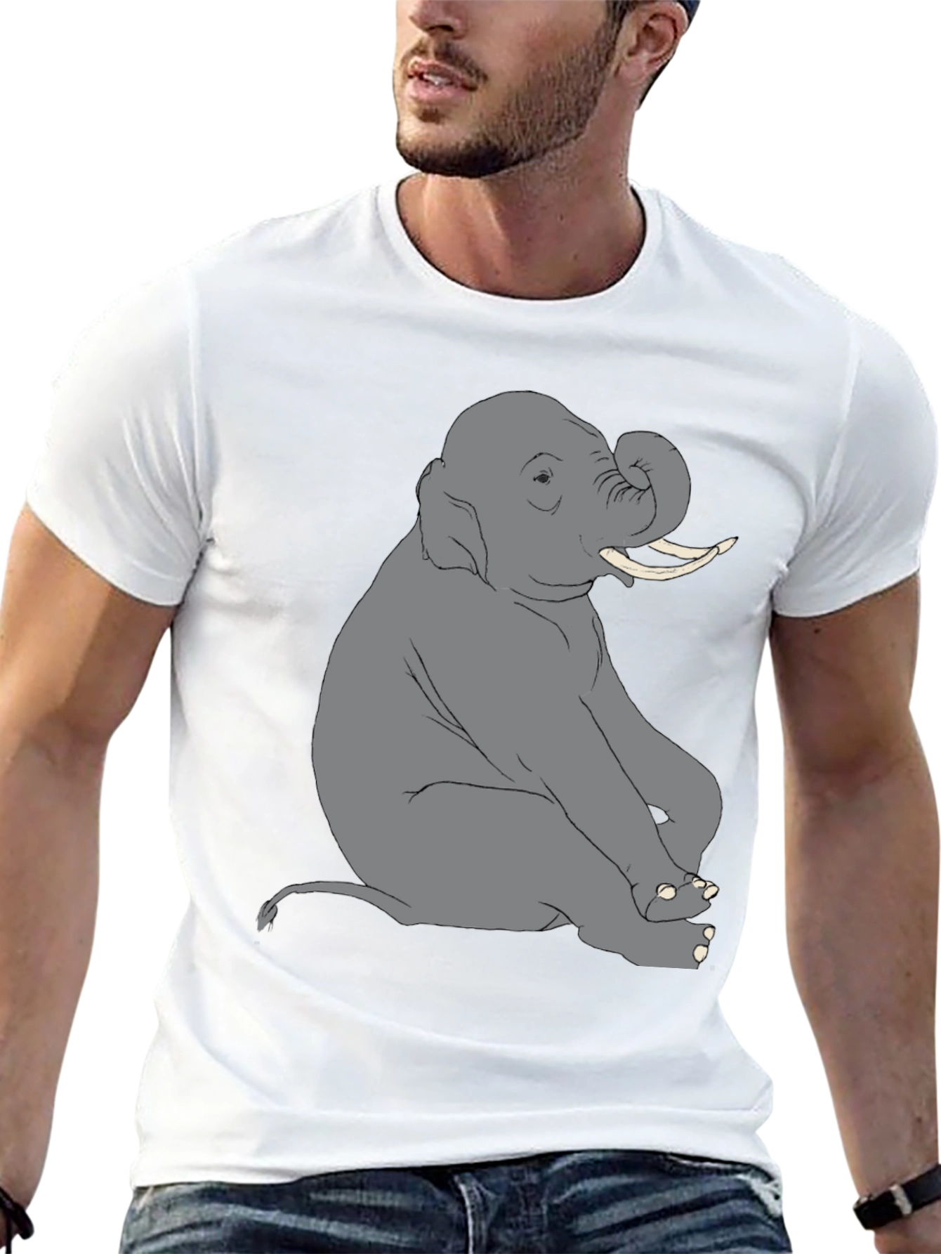 Black Elephant Graphic T-Shirt - Black Crew Neck Tee view 13