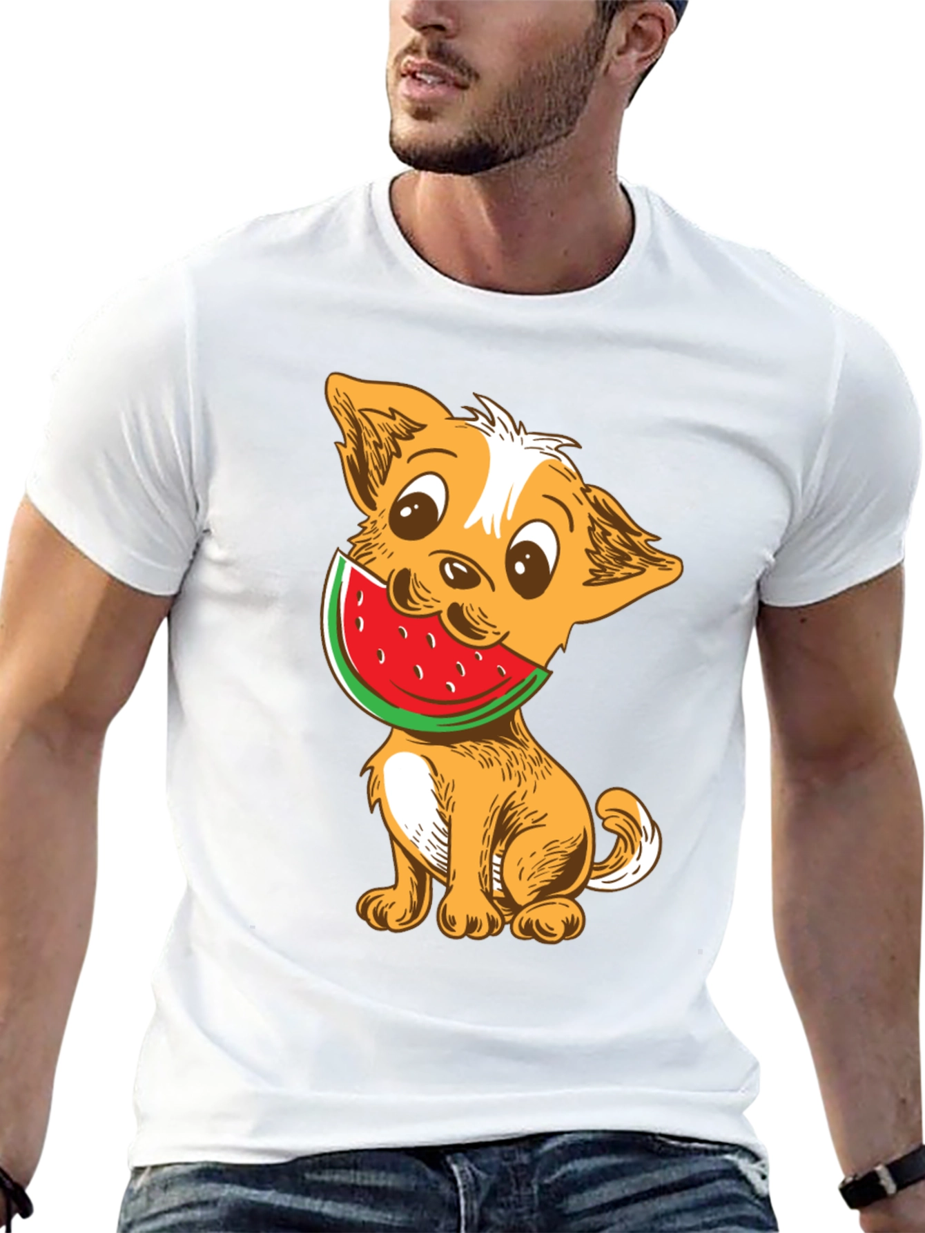 Black Dog with Watermelon Graphic T-Shirt view 13