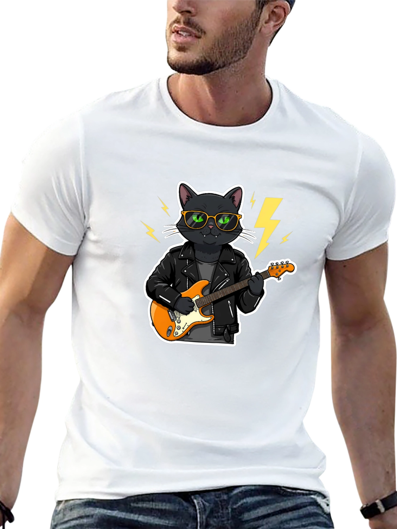 Black Cool Cat Rocker T-Shirt - Black view 13