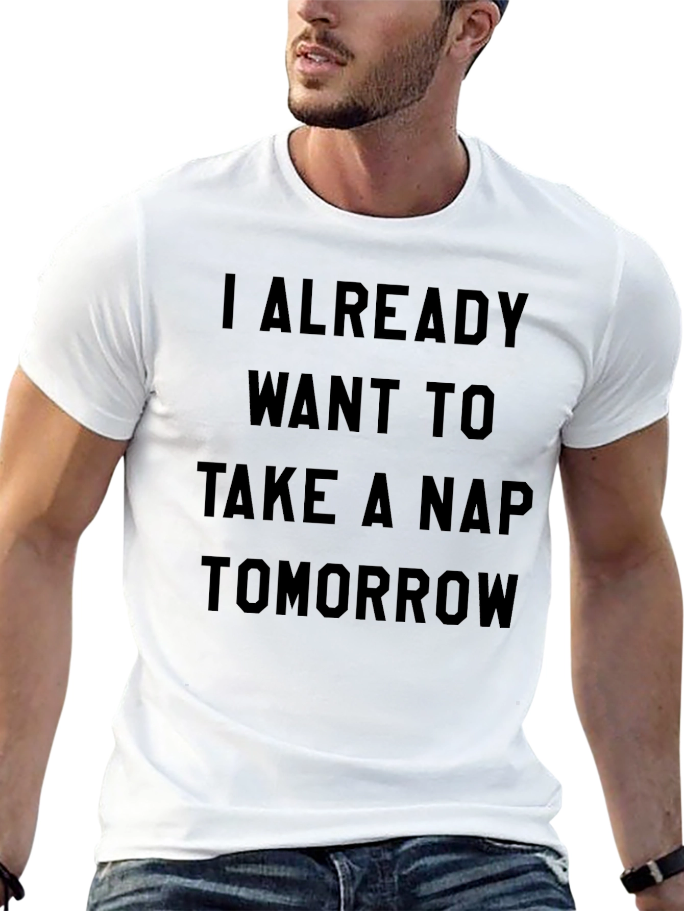 Black Funny Nap Tomorrow Men's Black T-Shirt view 13
