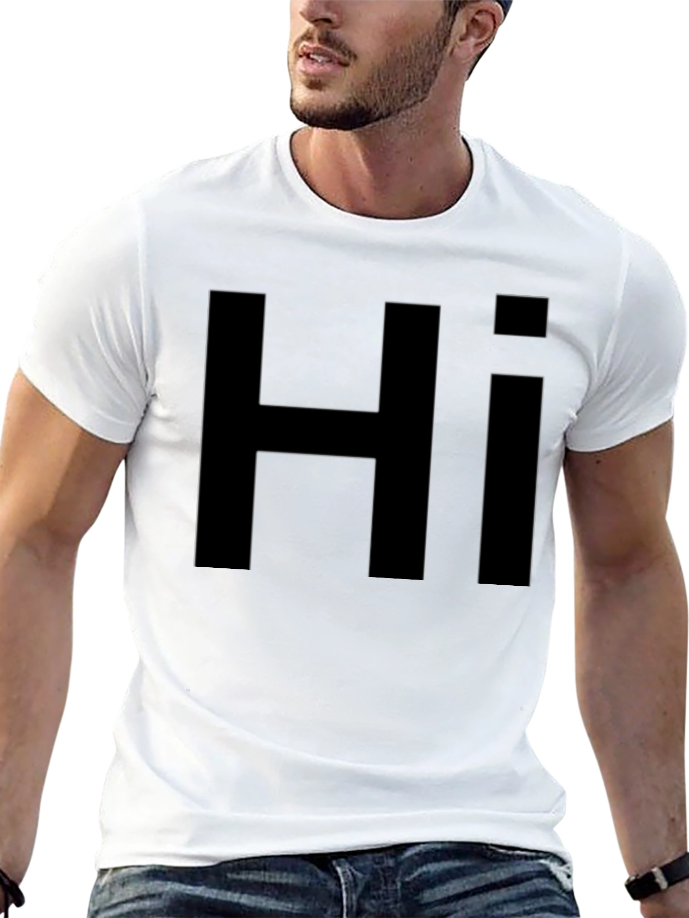 Black Black "Hi" Graphic T-Shirt - Casual Style view 13