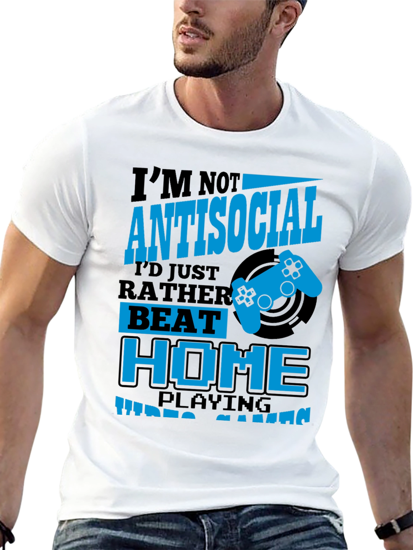 Black I'm Not Antisocial Funny Gamer T-Shirt view 13