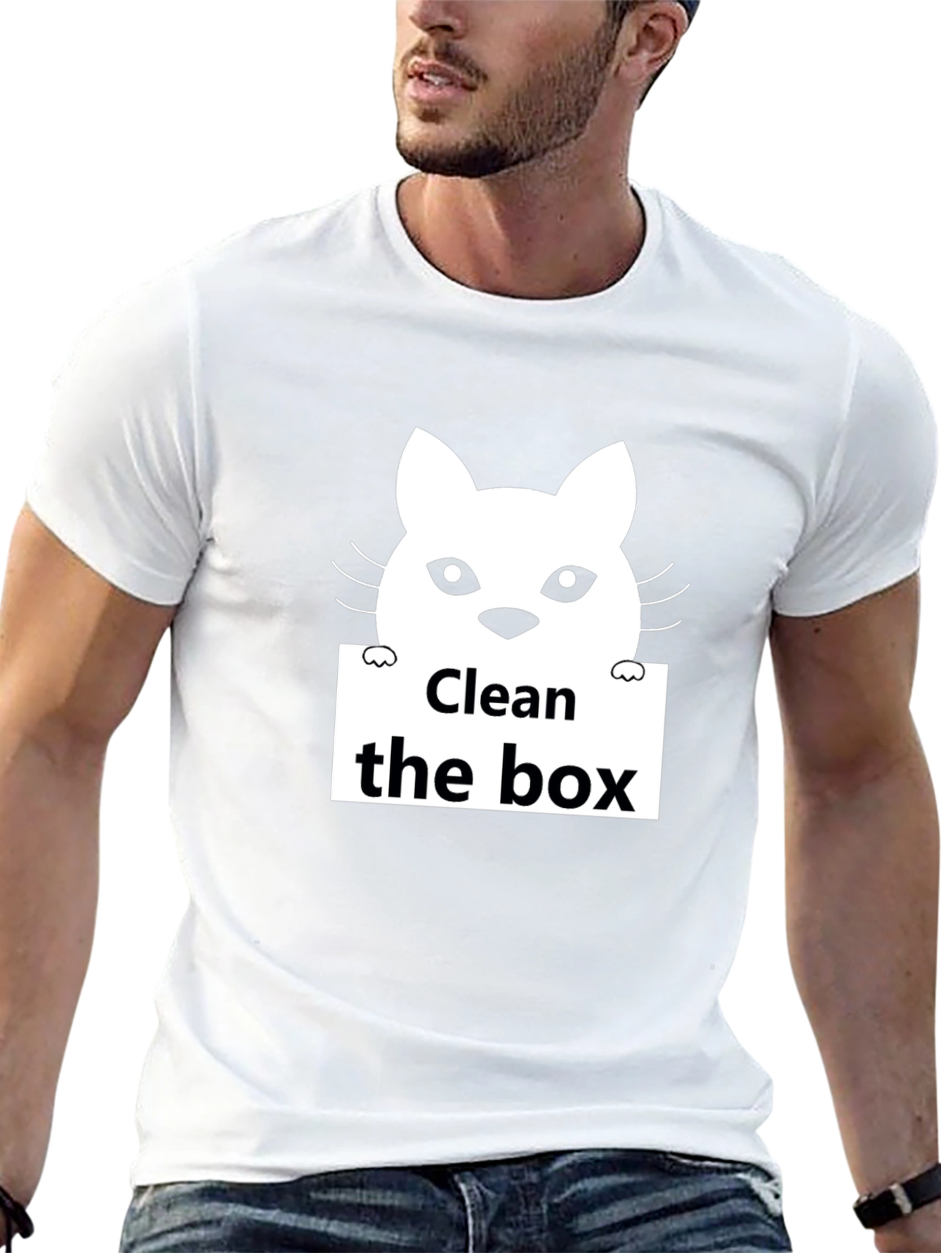 Black Clean the Box Cat Graphic Black T-Shirt view 13