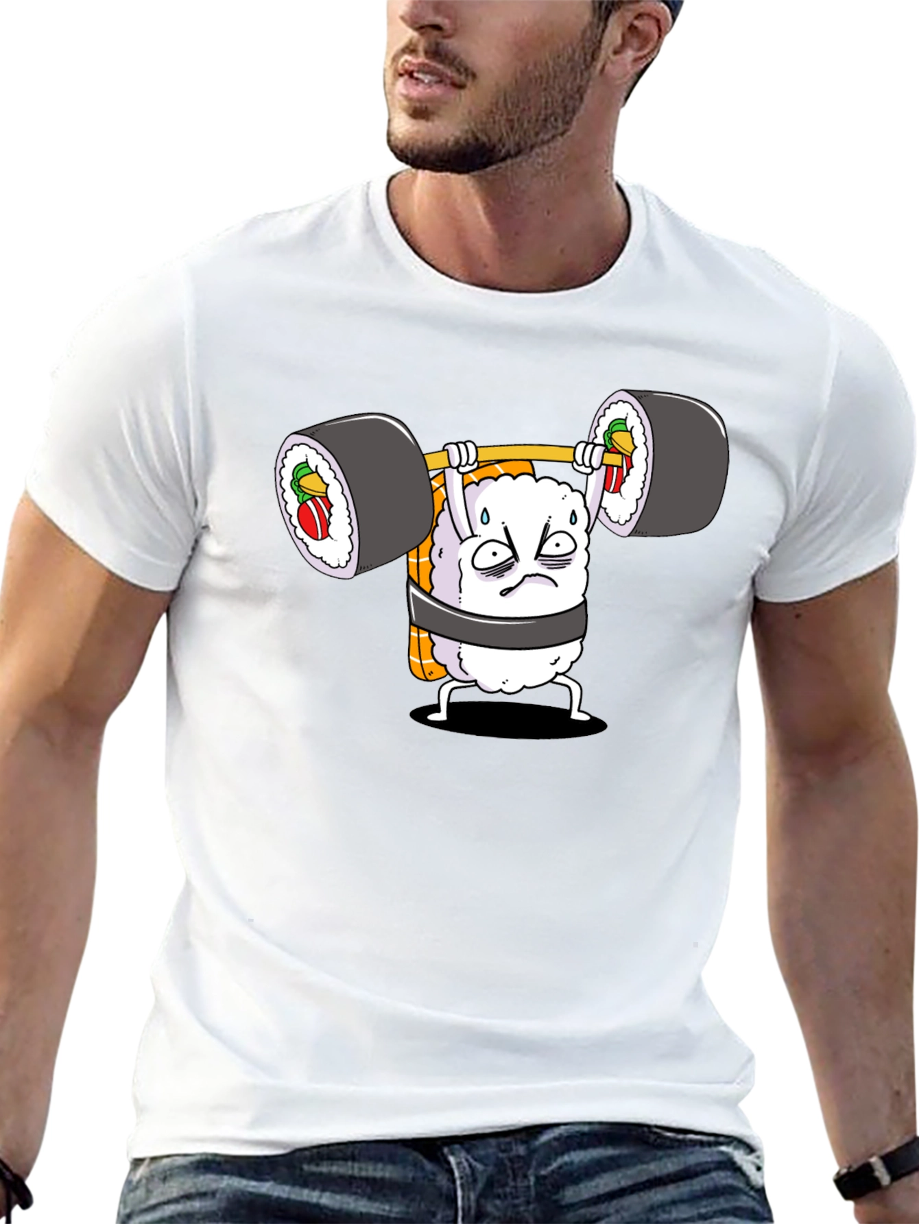 Black Sushi Weightlifter Graphic Tee view 13