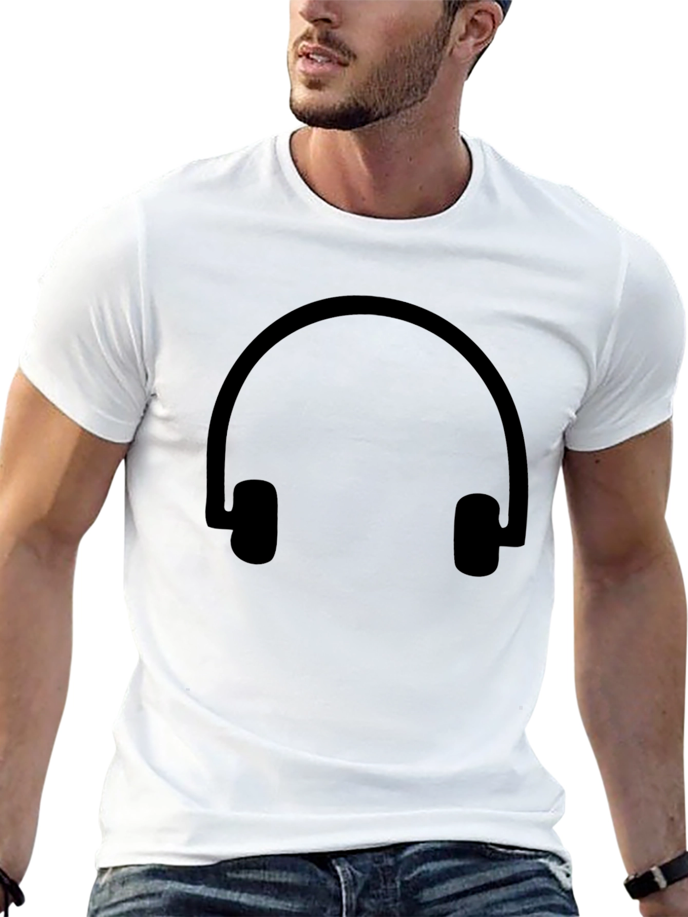 Black Black Headphone Graphic Tee - Casual Style view 13