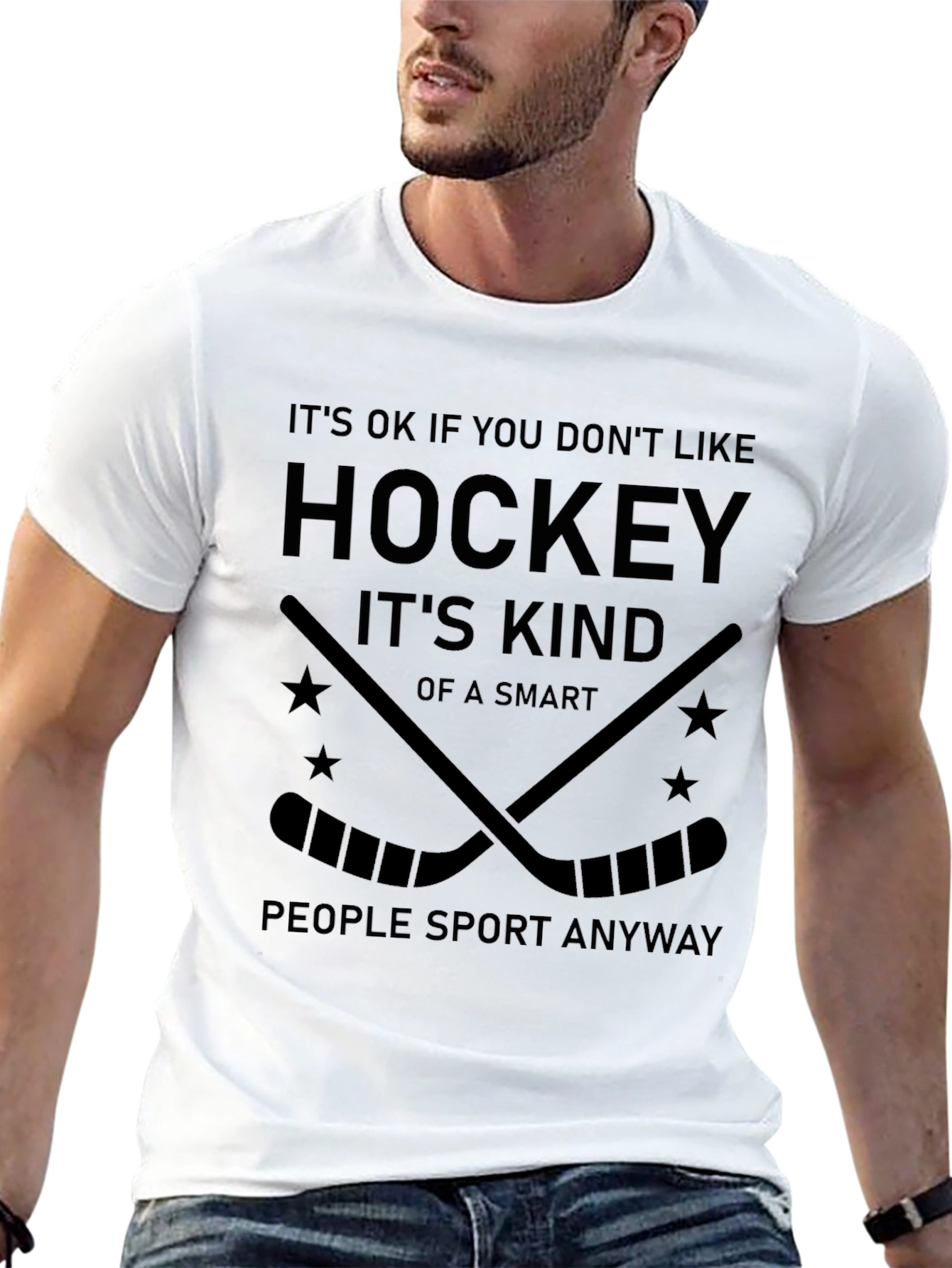 Black Hockey Humor T-Shirt - Smart People Sport view 13