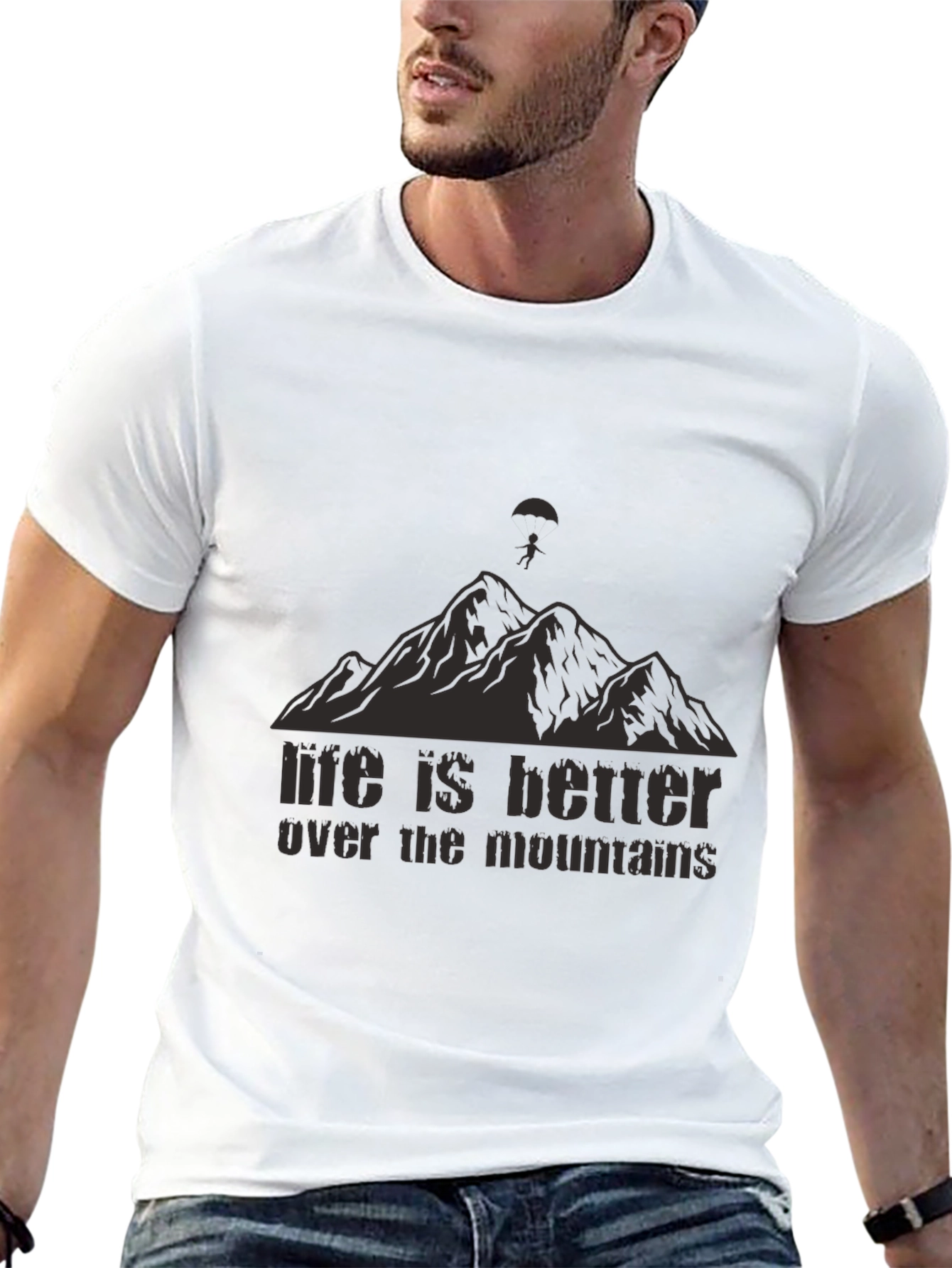 Black Life is Better Over The Mountains Black T-Shirt view 13