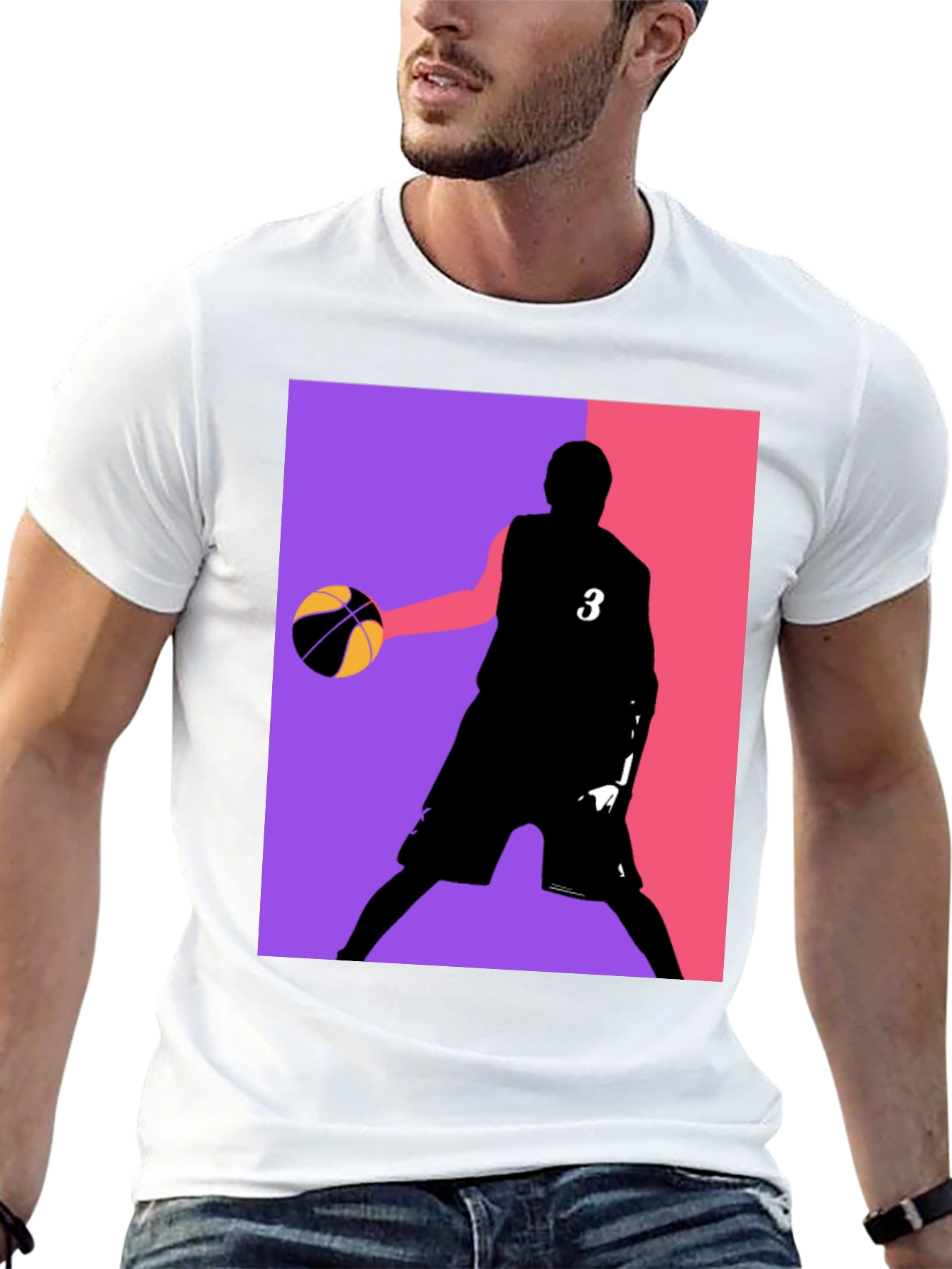 Black Basketball Player Graphic Tee - Black Cotton Blend view 13