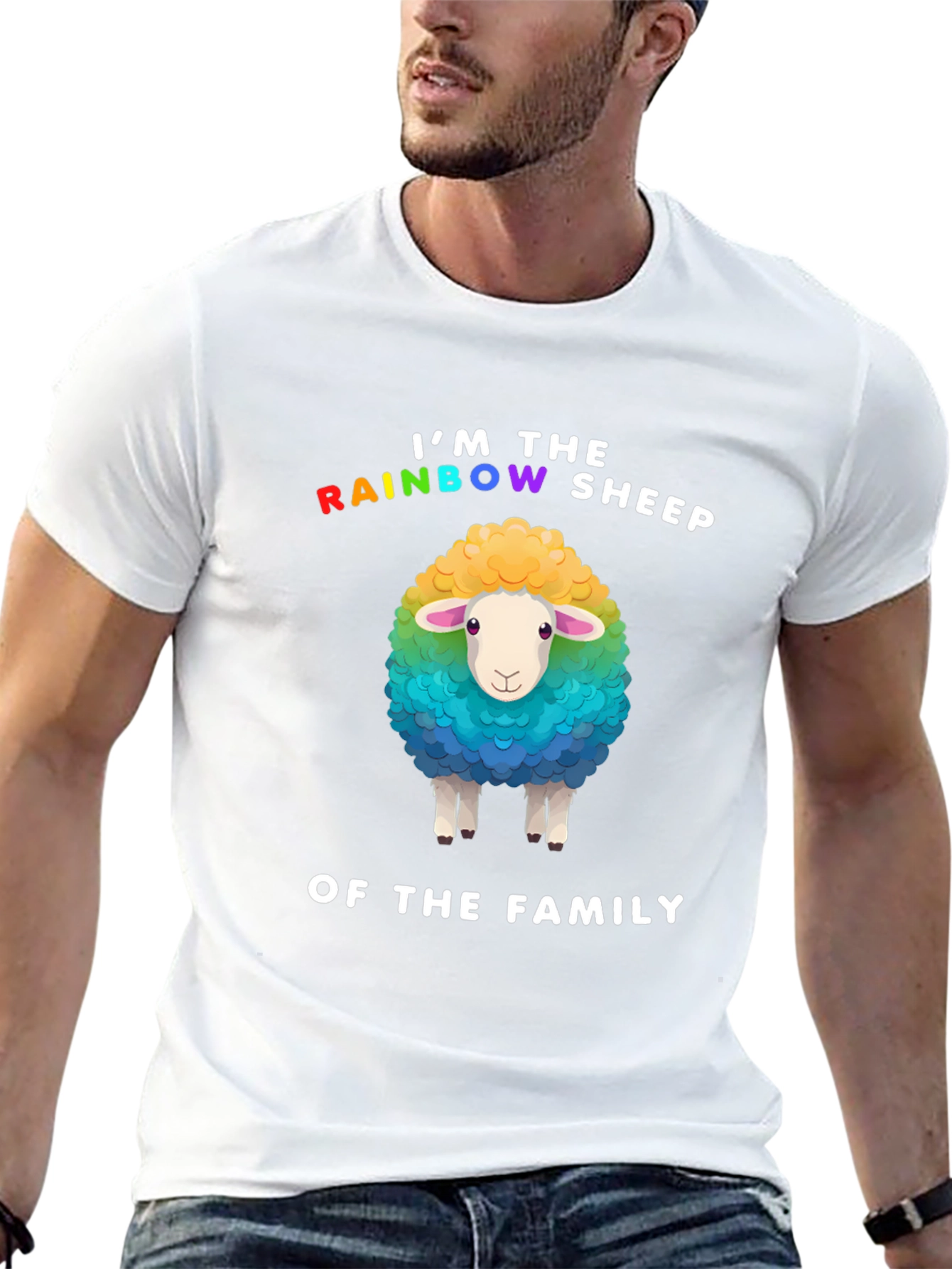 Black Rainbow Sheep Family Pride T-Shirt view 13