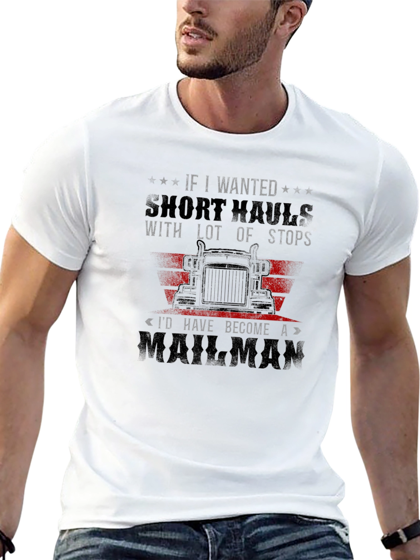 Black Trucker T-Shirt: Short Hauls, Mailman view 13