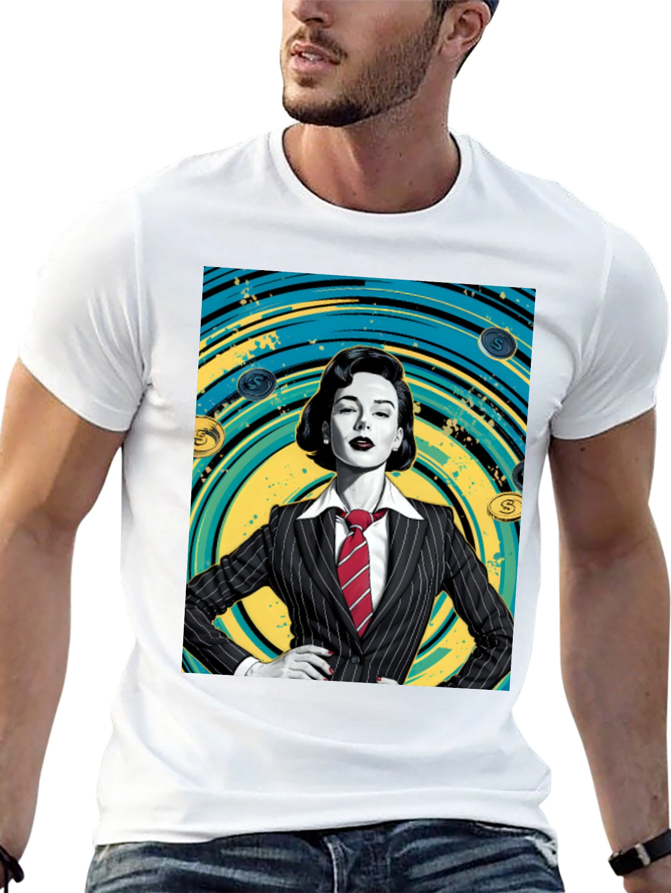 Black Confident Woman in Suit Graphic T-Shirt view 13