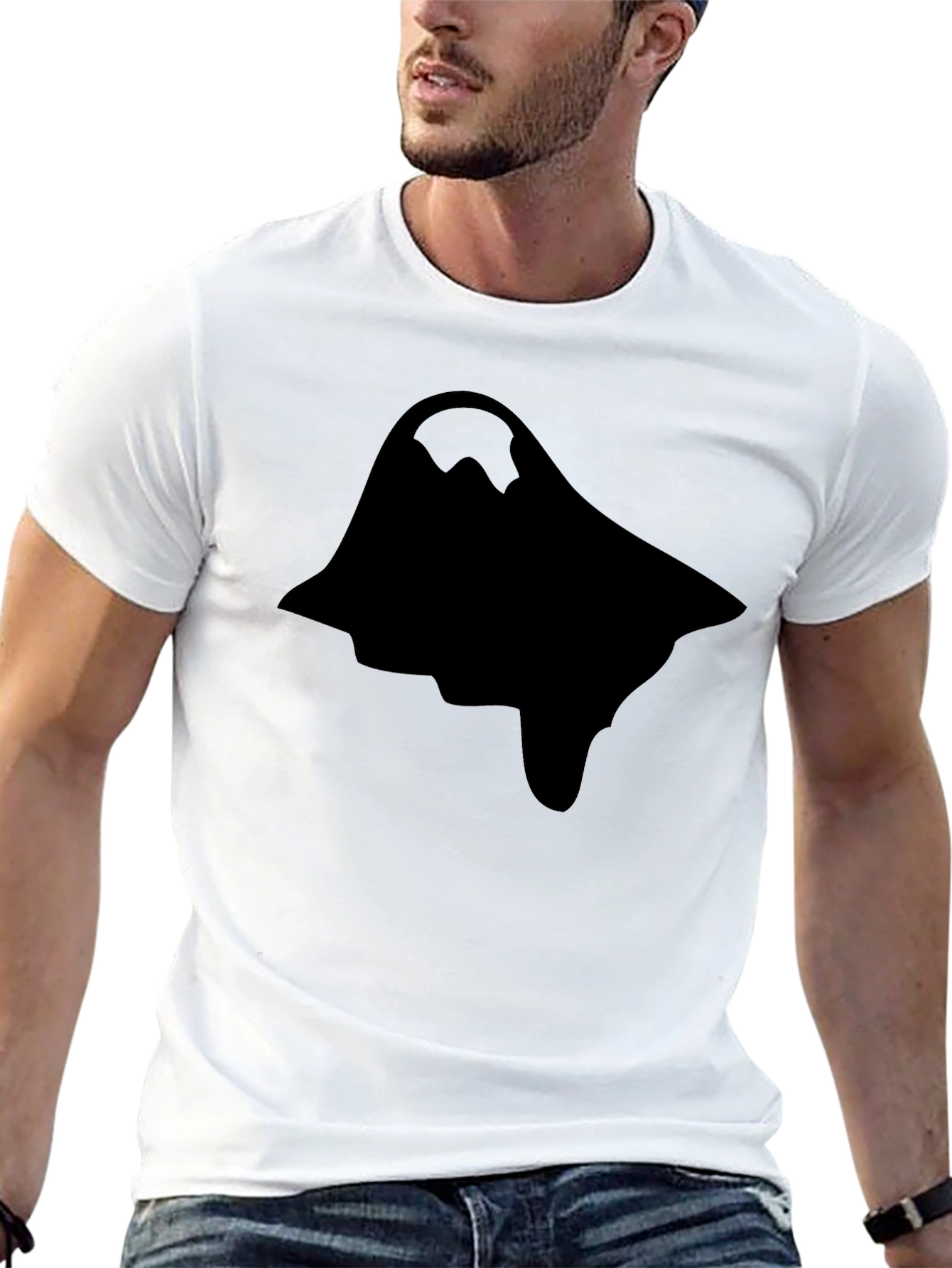 Black Men's Graphic Print Black Short Sleeve T-Shirt view 13