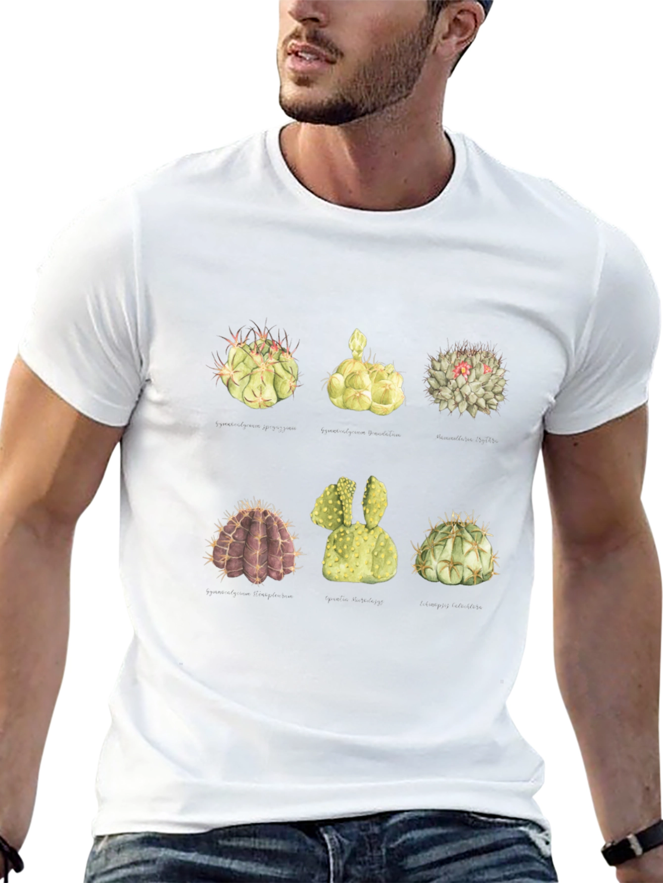Black Cactus Garden T-Shirt - Botanical Design view 13