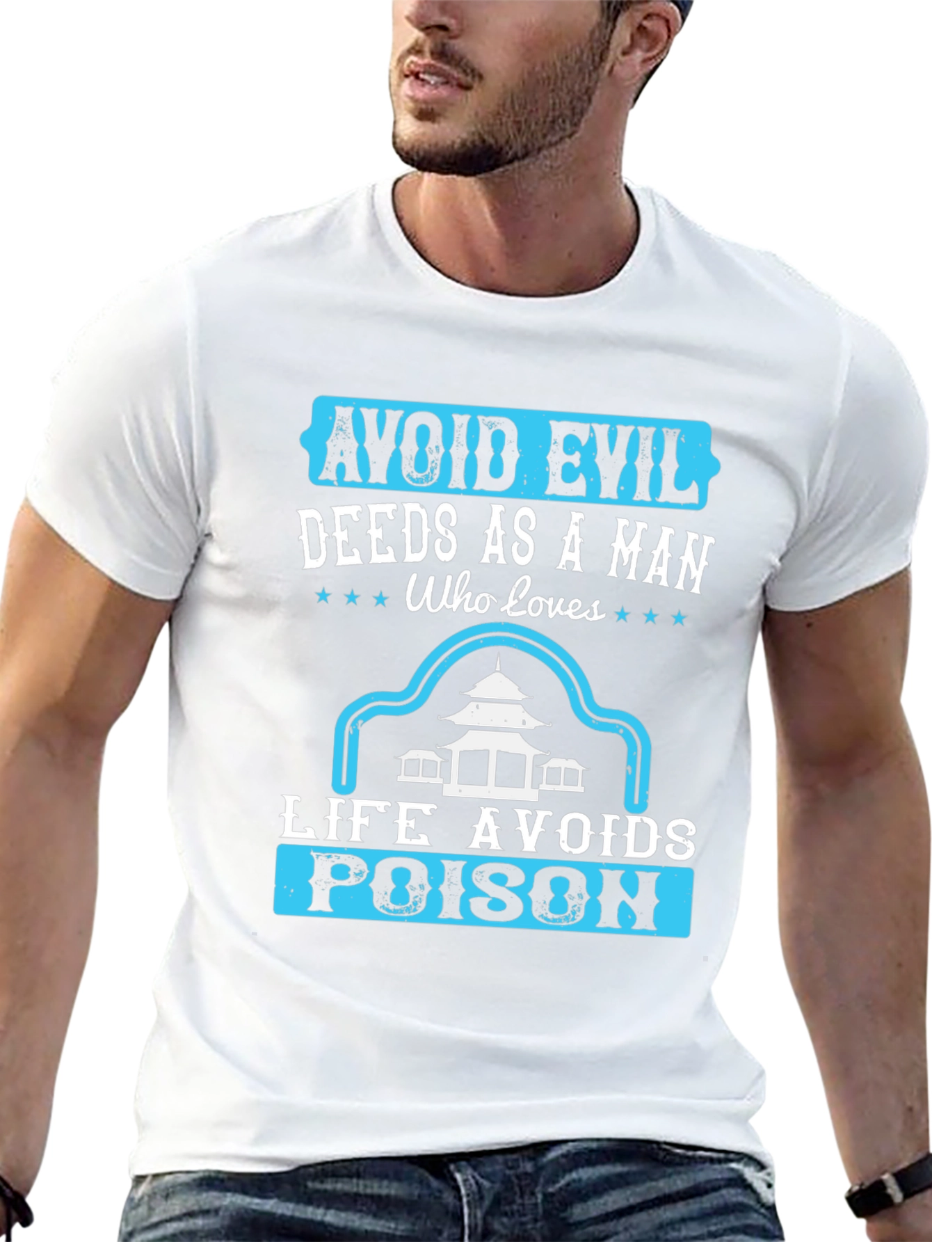 Black Avoid Evil Deeds T-Shirt - Graphic Print Tee view 13