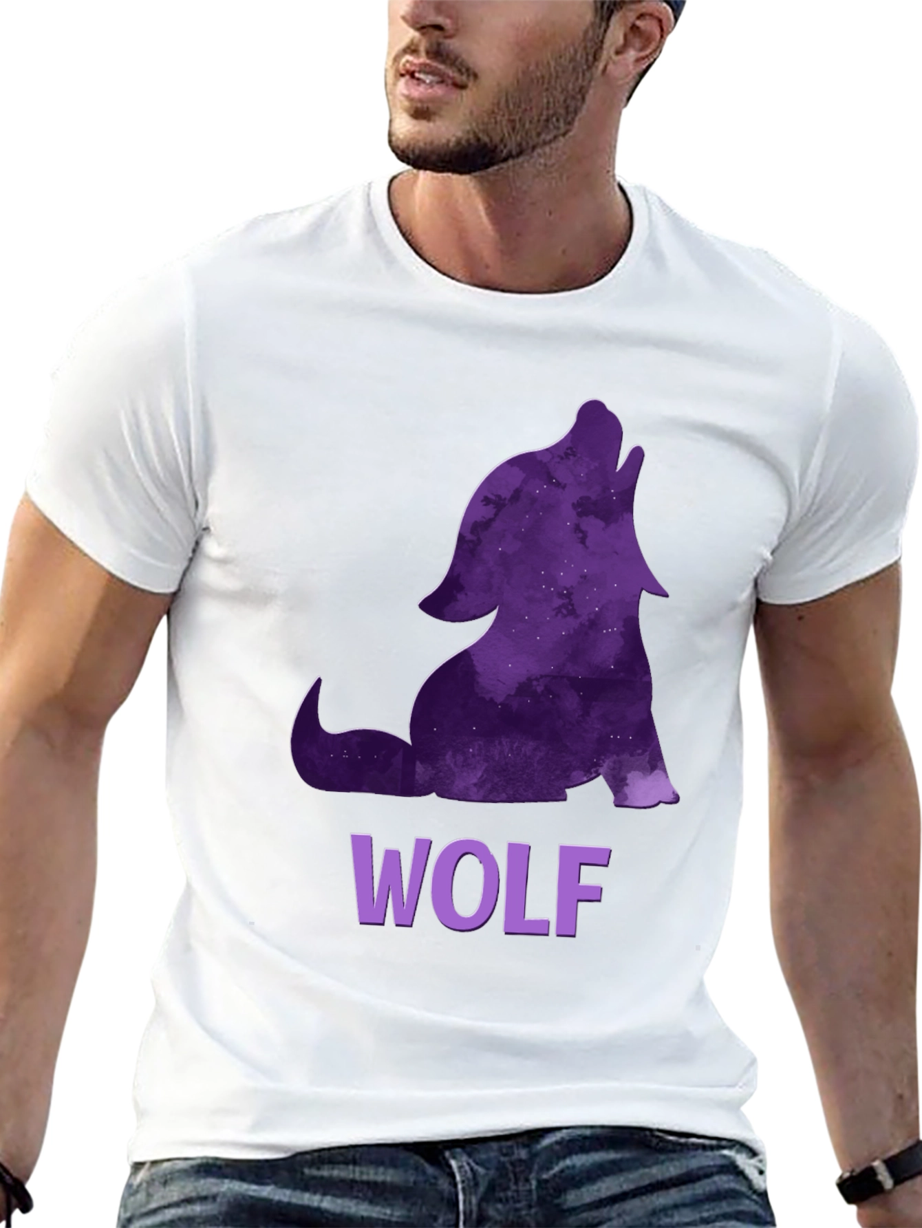 Black Wolf Galaxy T-Shirt - Men's Black Tee view 13