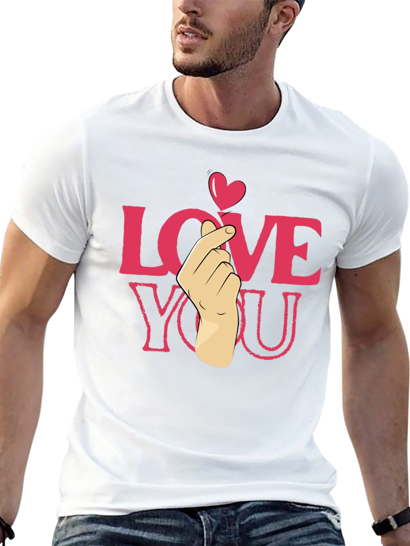 Black Love You Heart Finger T-Shirt - Cute & Trendy view 13