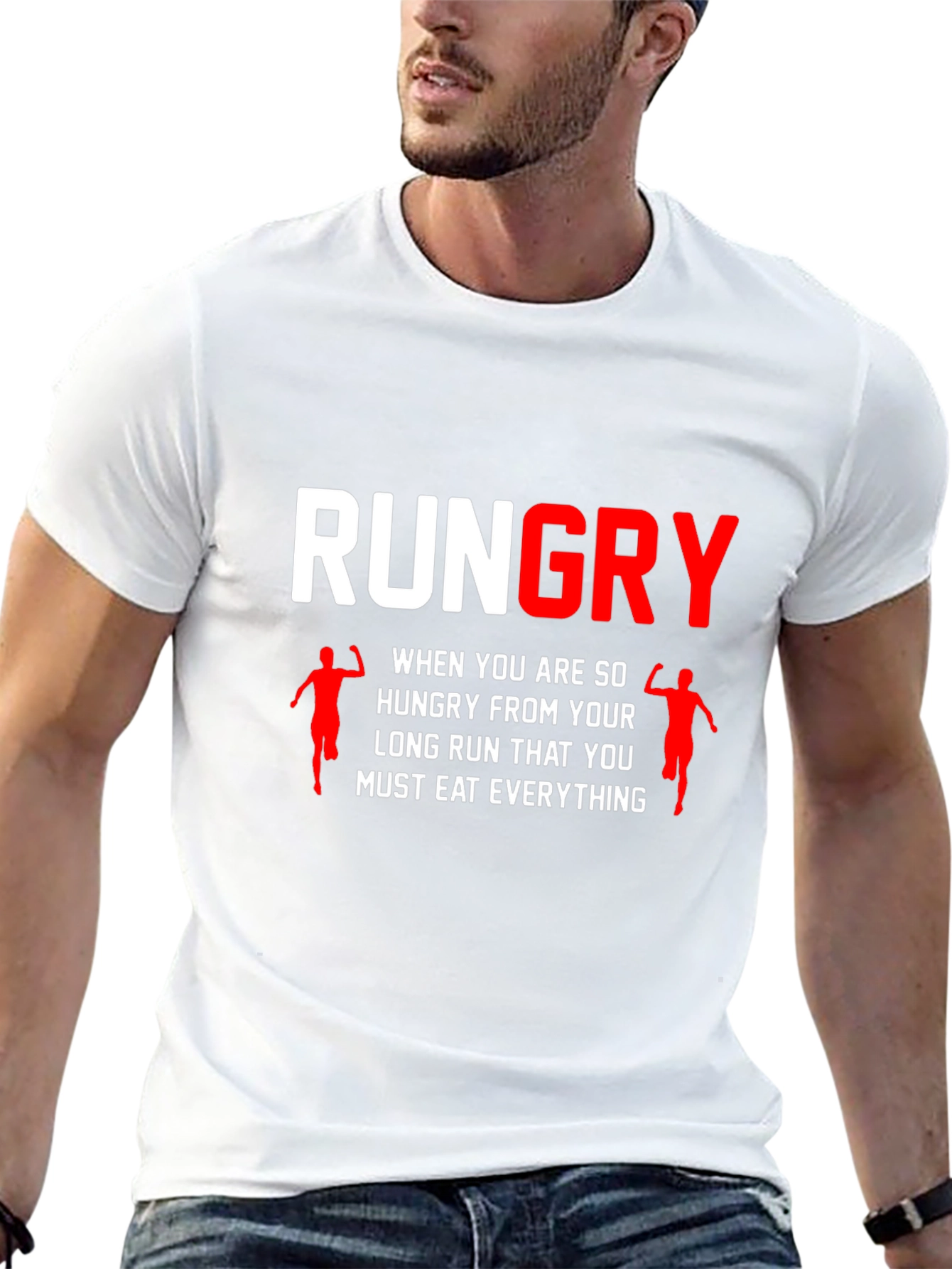 Black Rungry Men's Black Graphic Tee: Runner's Hunger! view 13