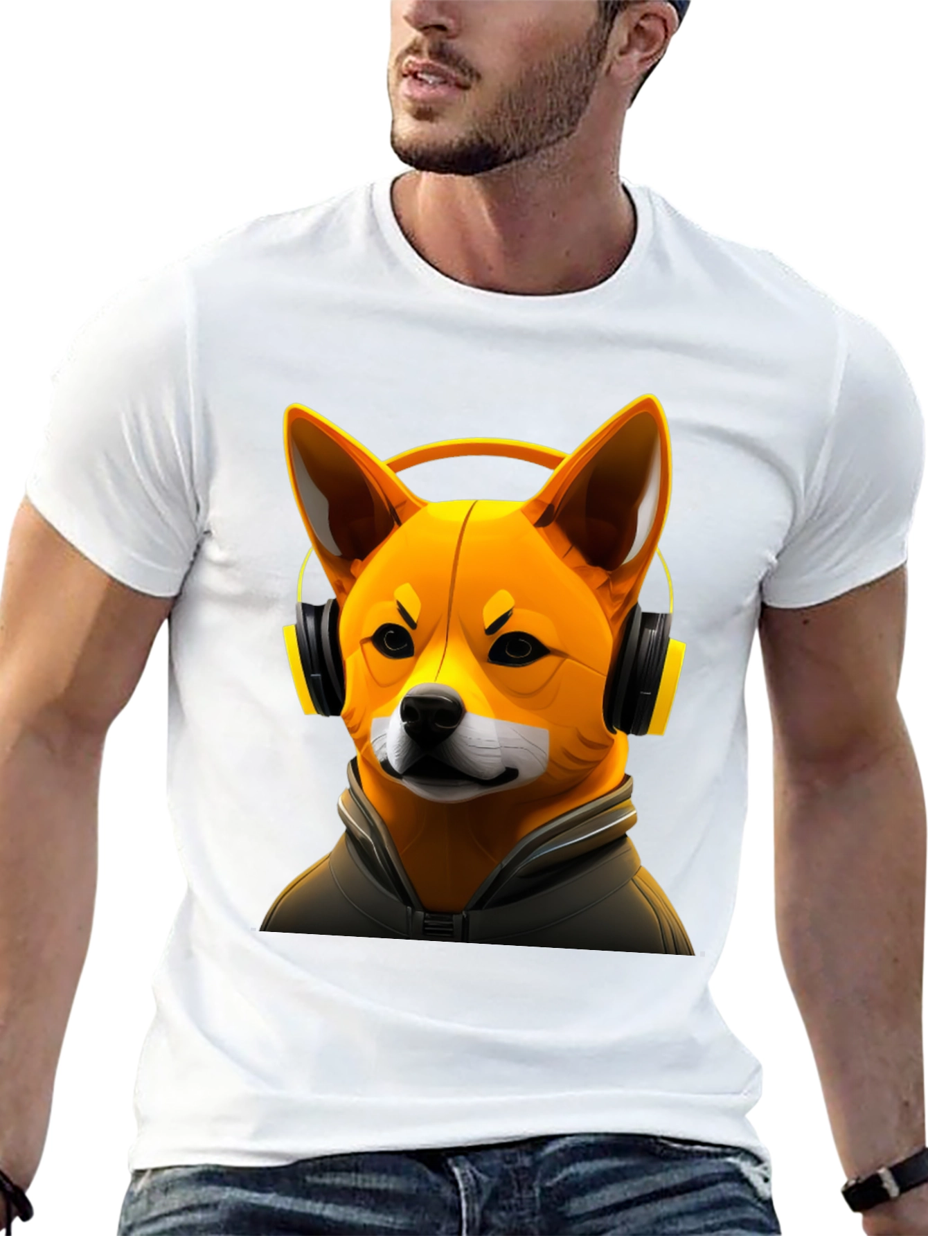 Black Dog DJ Graphic Tee - Shiba Inu with Headphones view 13