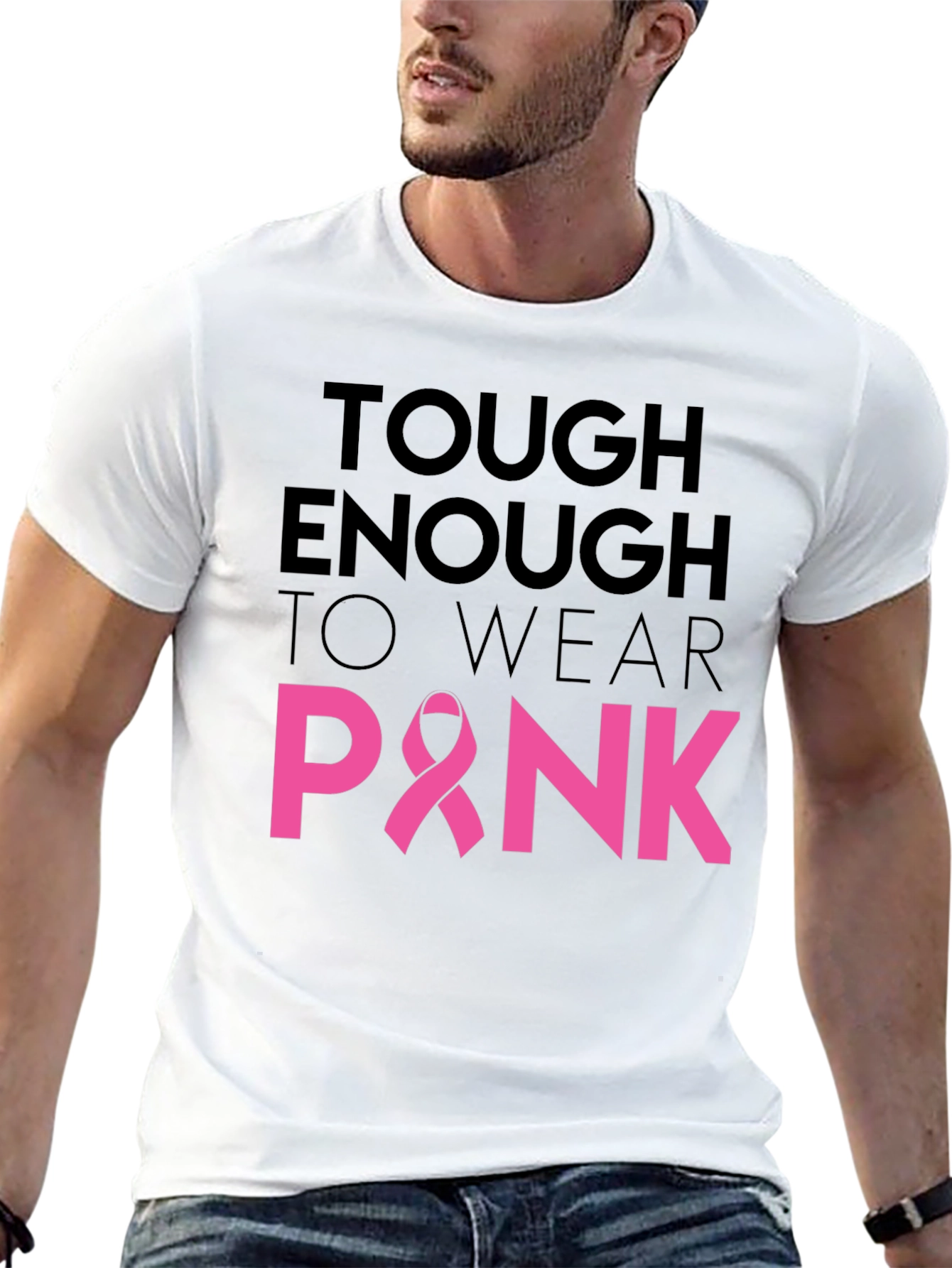 Black Tough Enough To Wear Pink Ribbon T-Shirt view 13