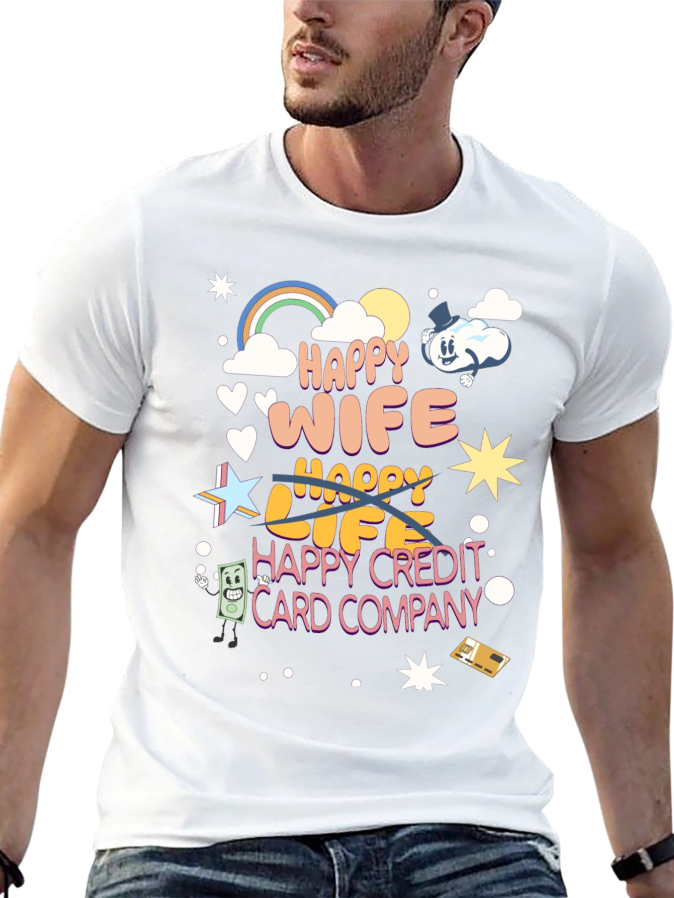 Black Happy Wife Happy Life T-Shirt view 13