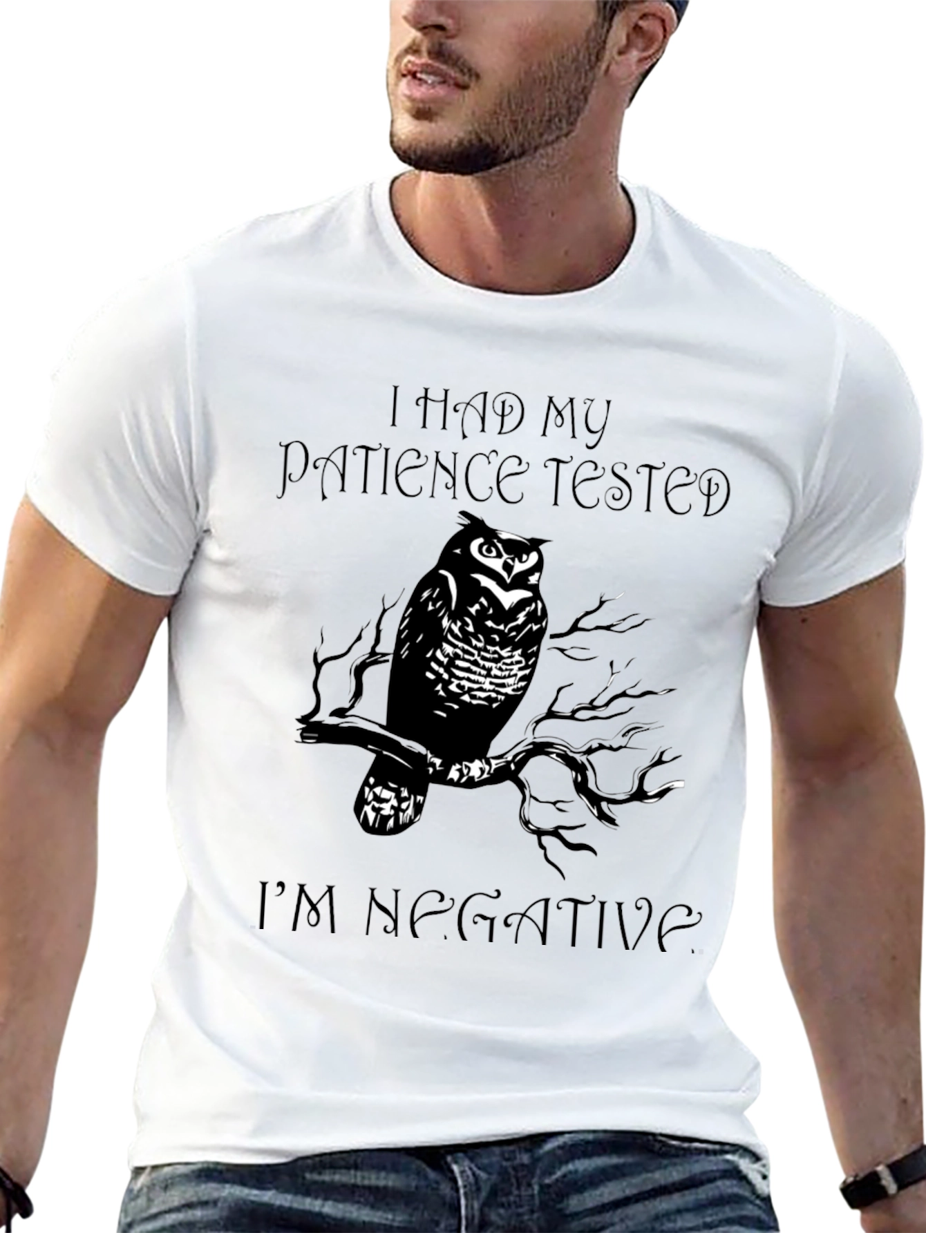 Black Patience Tested Owl T-Shirt - Negative Attitude Style view 13