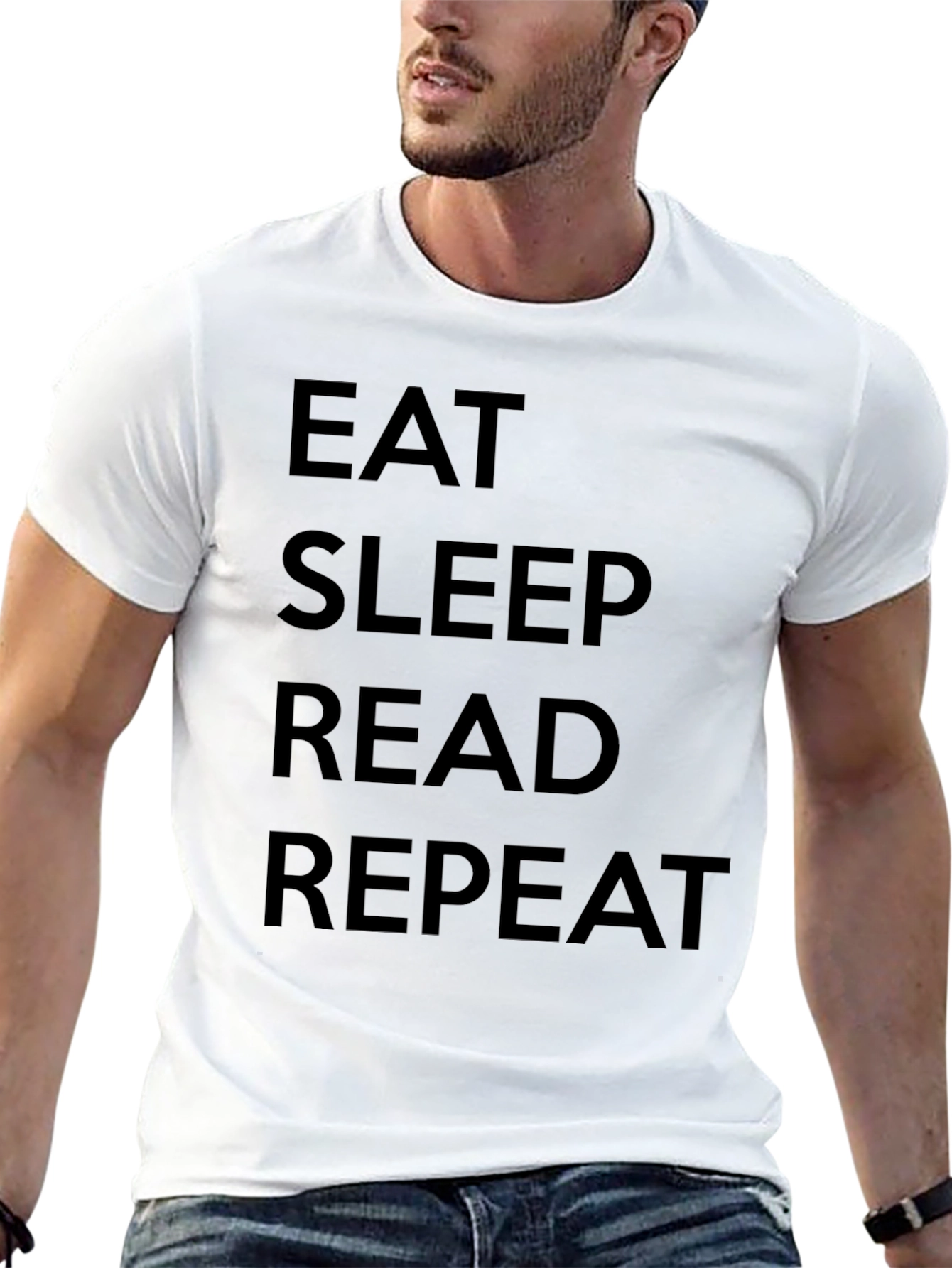Black Eat Sleep Read Repeat Graphic Tee view 13
