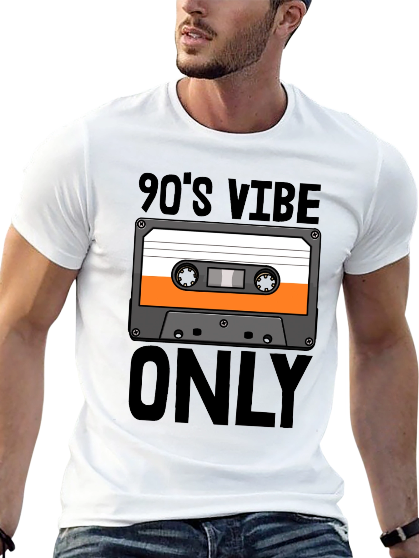 Black 90's Vibe Only Cassette Tape T-Shirt - Retro Style Tee view 13