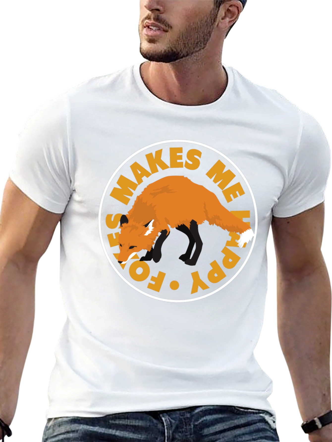 Black Fox Makes Me Happy Graphic T-Shirt view 13