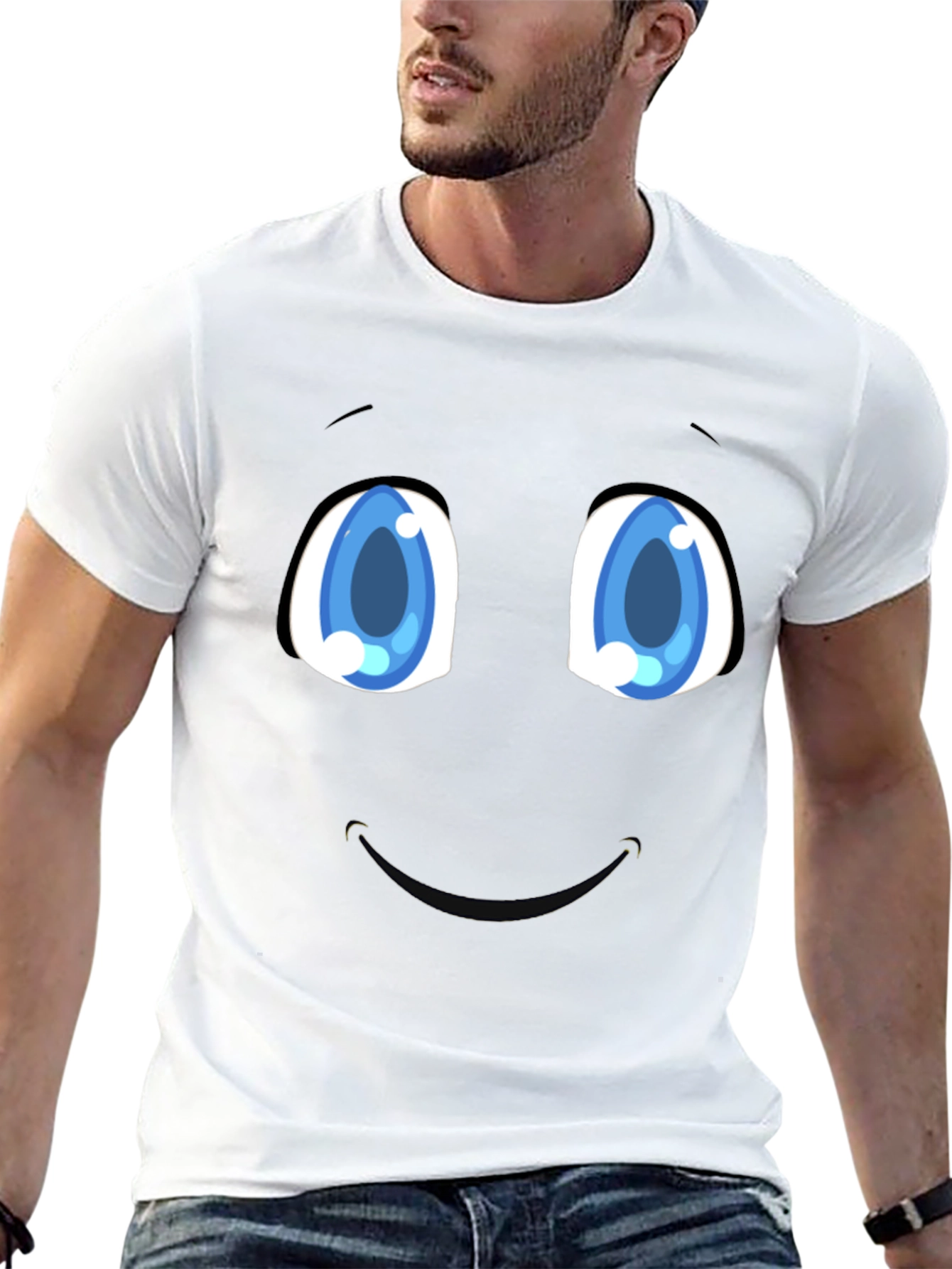 Black Funny Cartoon Face Black T-Shirt view 13