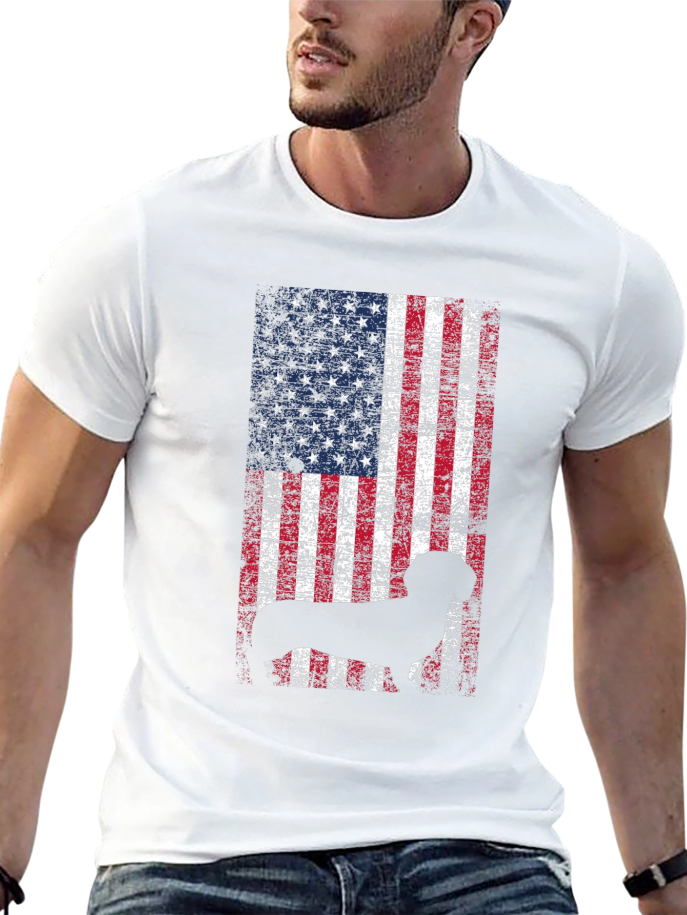 Black Patriotic Dog USA Flag T-Shirt view 13