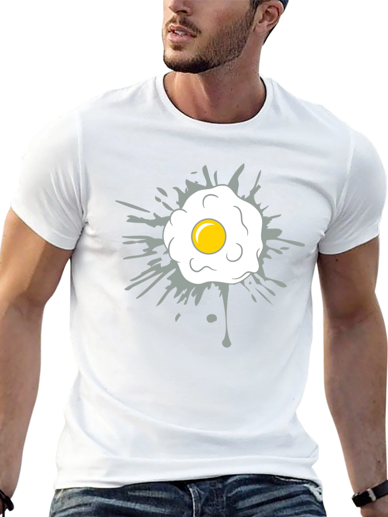 Black Fried Egg Graphic Tee - Casual Black T-Shirt view 13