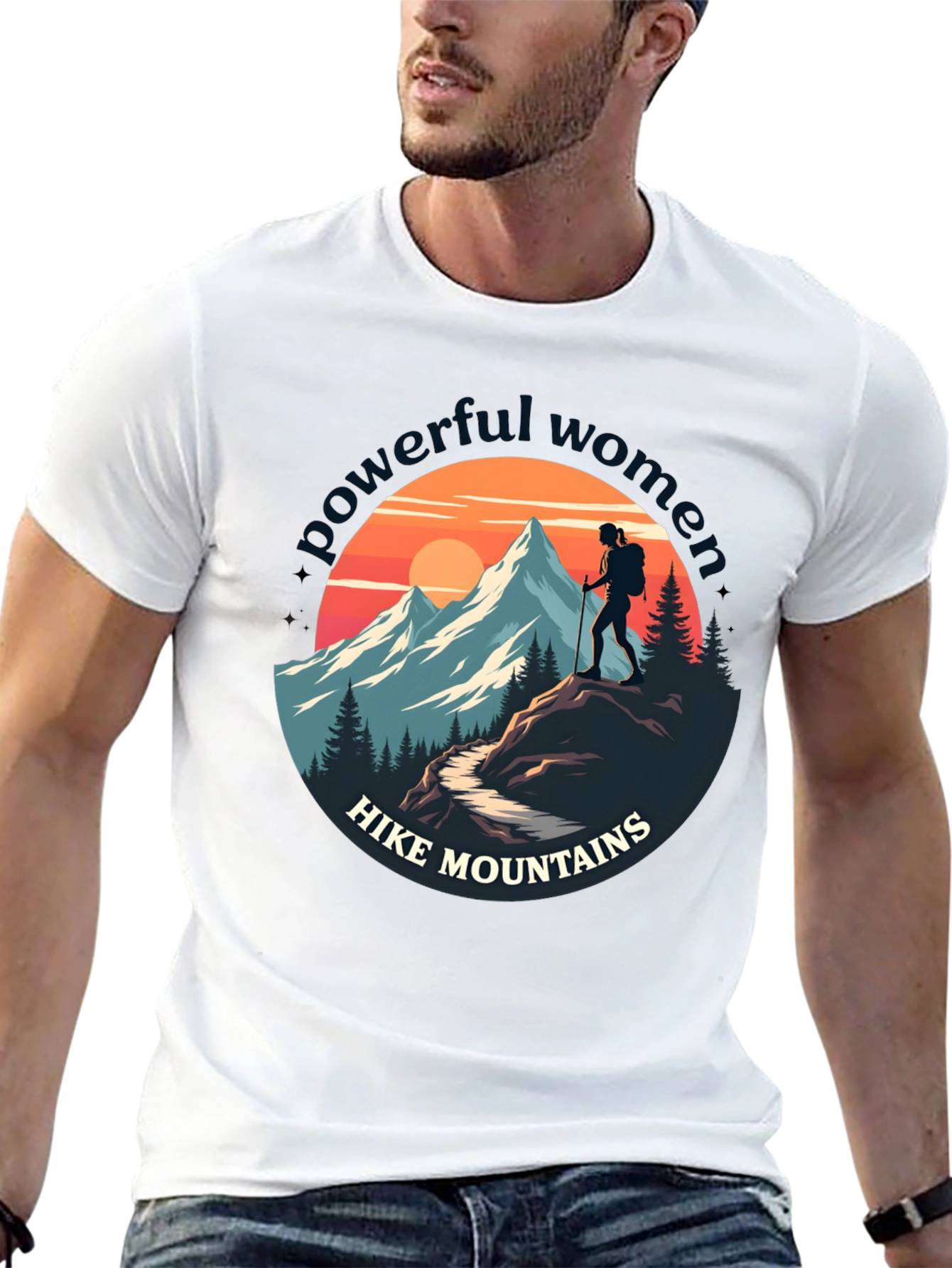 Black Powerful Women Hike Mountains Graphic Tee view 13
