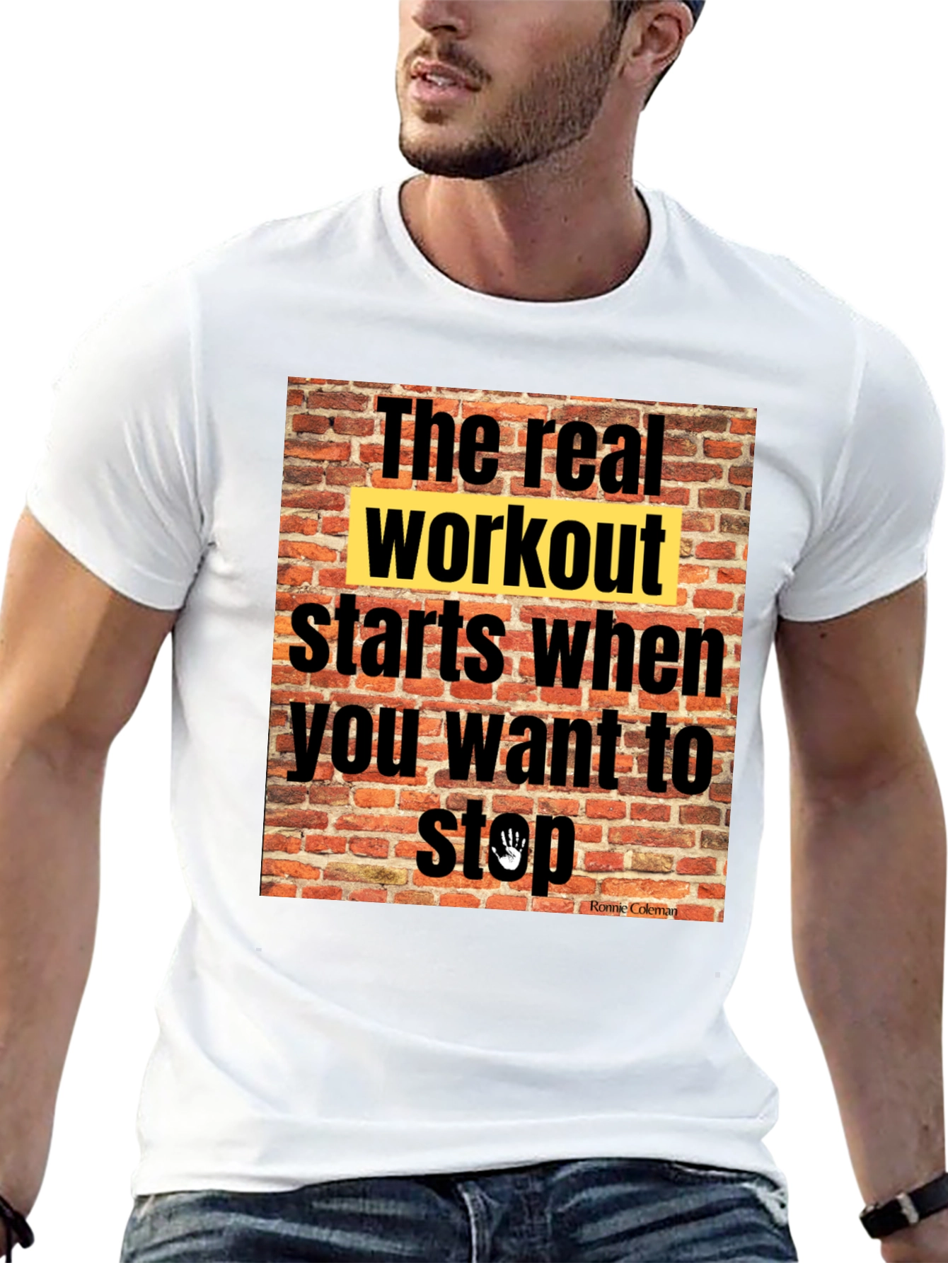 Black Workout Motivation T-Shirt: The Real Workout view 13