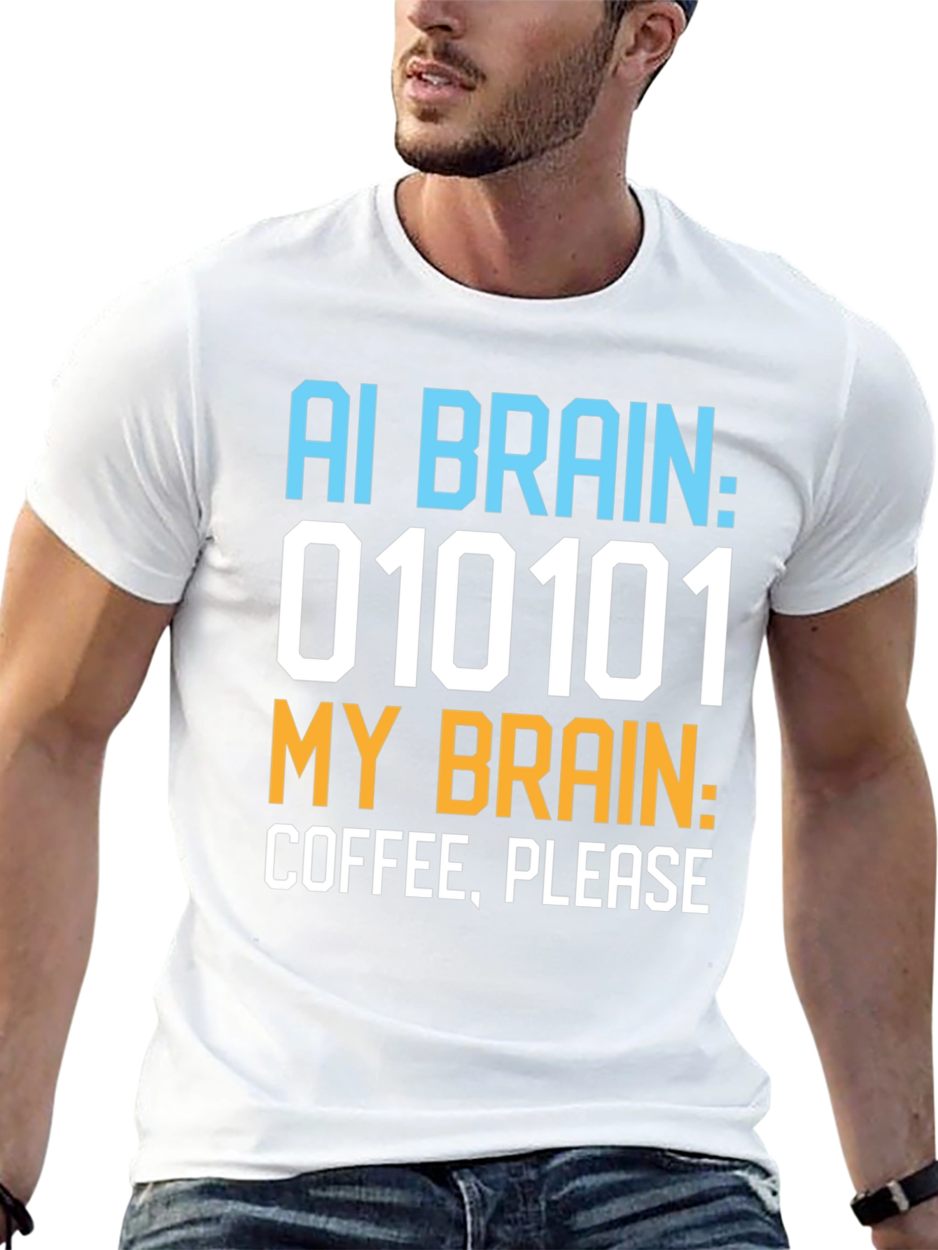 AI Brain Coffee Please Graphic T-Shirt - 13