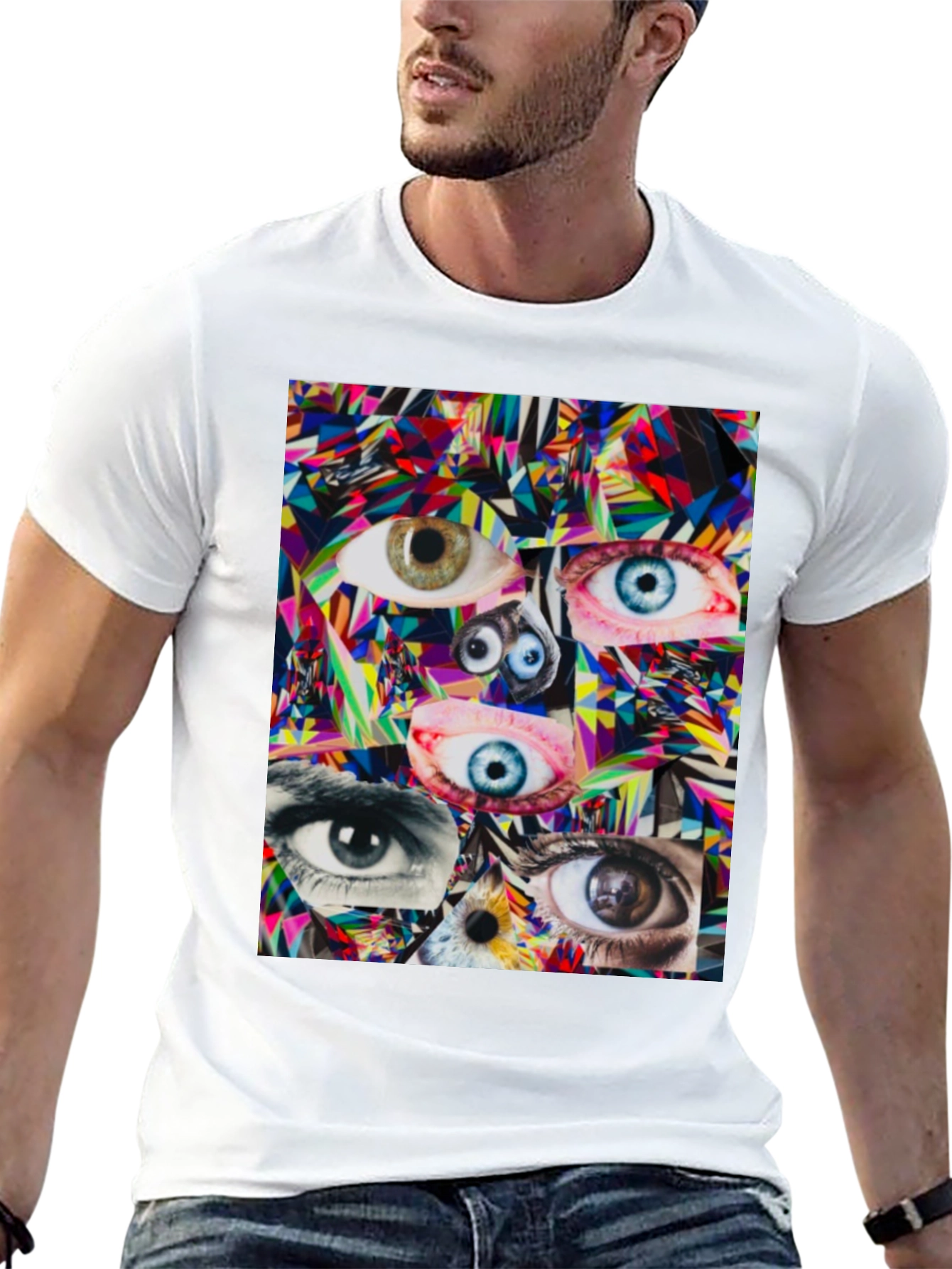 Black Eye Collage Graphic Tee - Black Unisex T-Shirt view 13