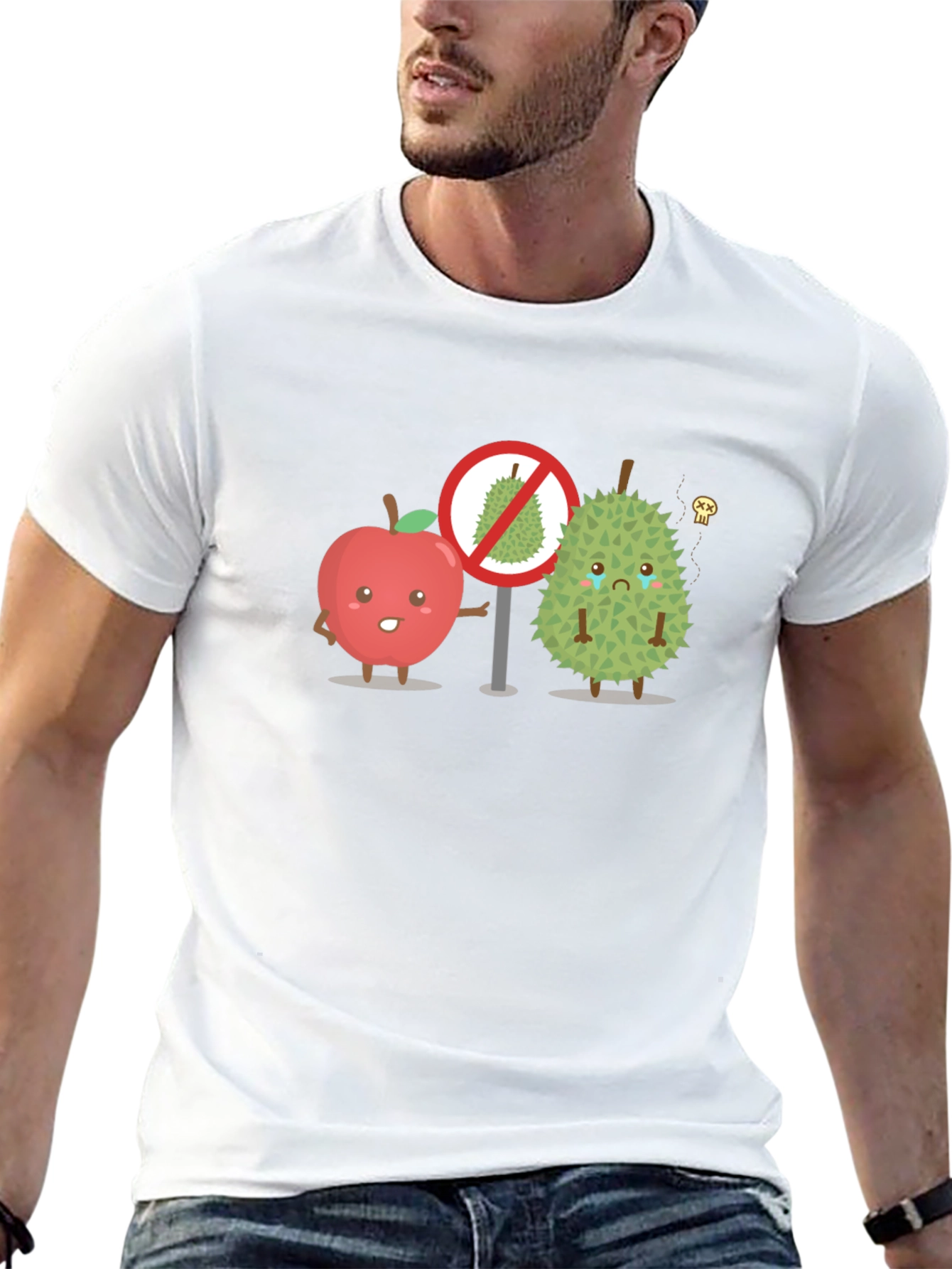 Black Funny Apple & Durian Graphic T-Shirt view 13