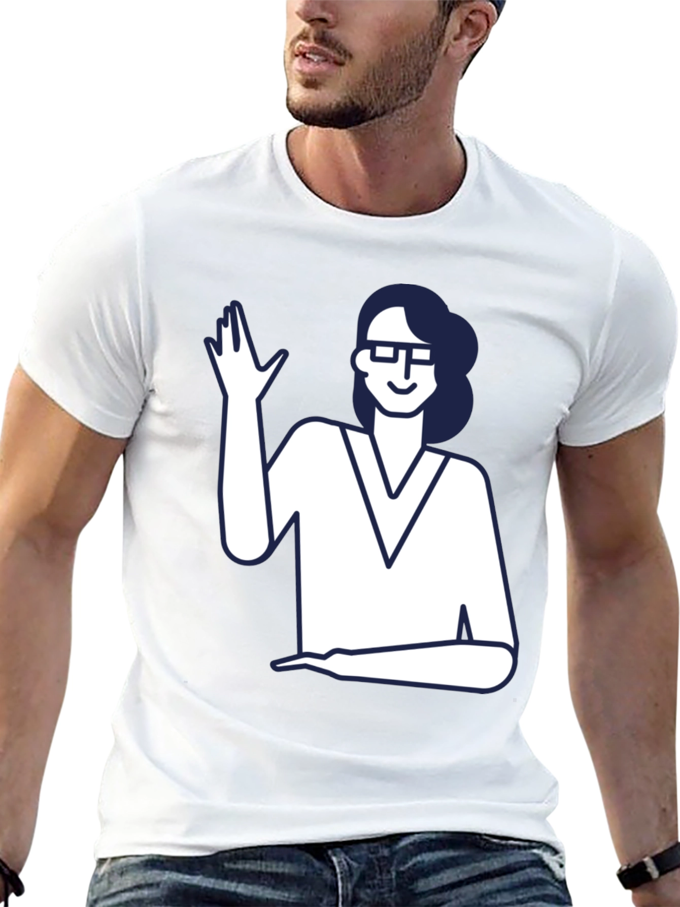 Black Nerdy Waving Woman Graphic Tee view 13