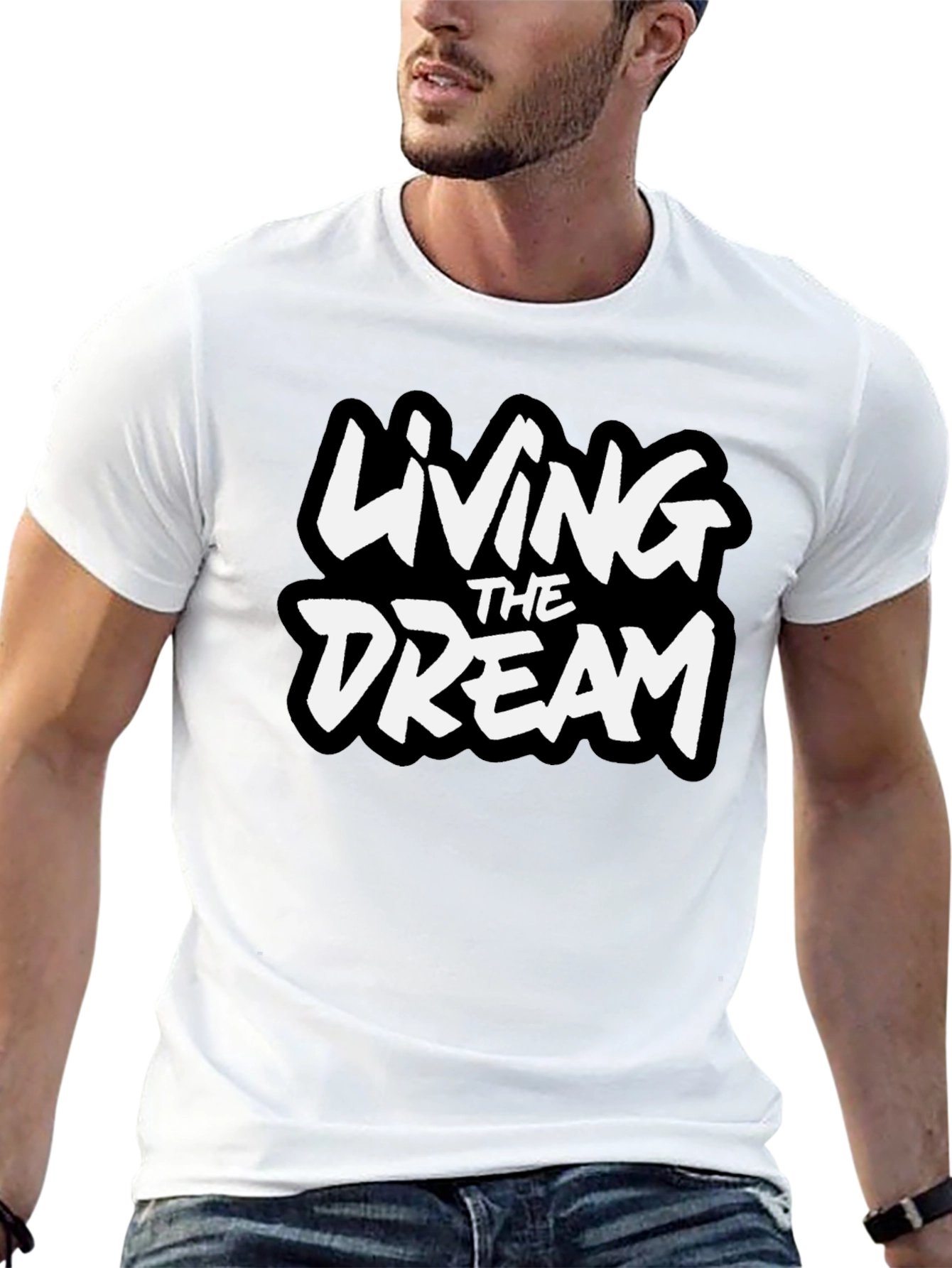 Black Living The Dream Graphic Tee - Black Cotton Blend view 13