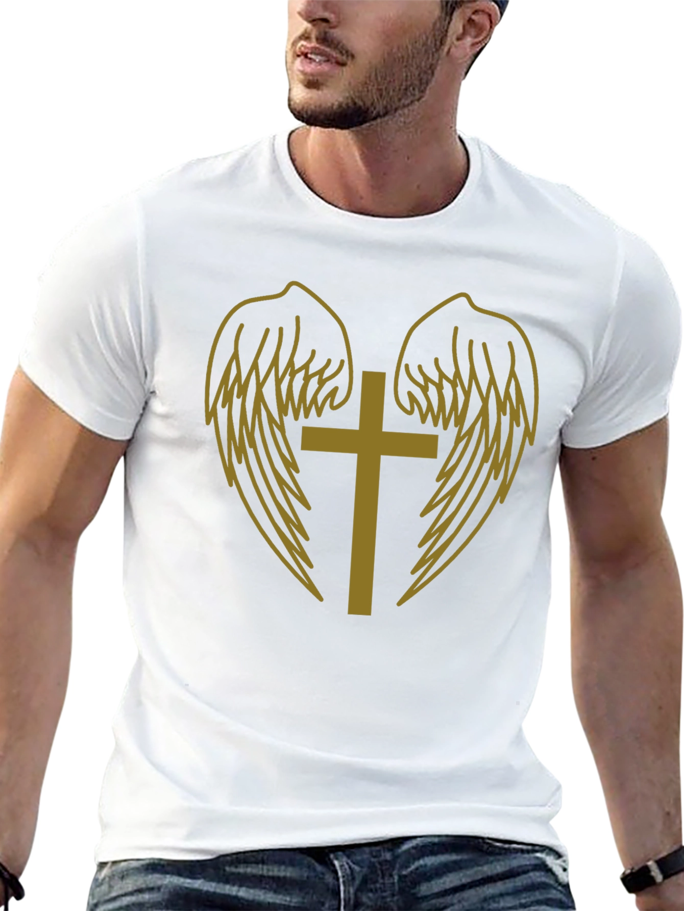 Black Cross and Wings Graphic Tee view 13